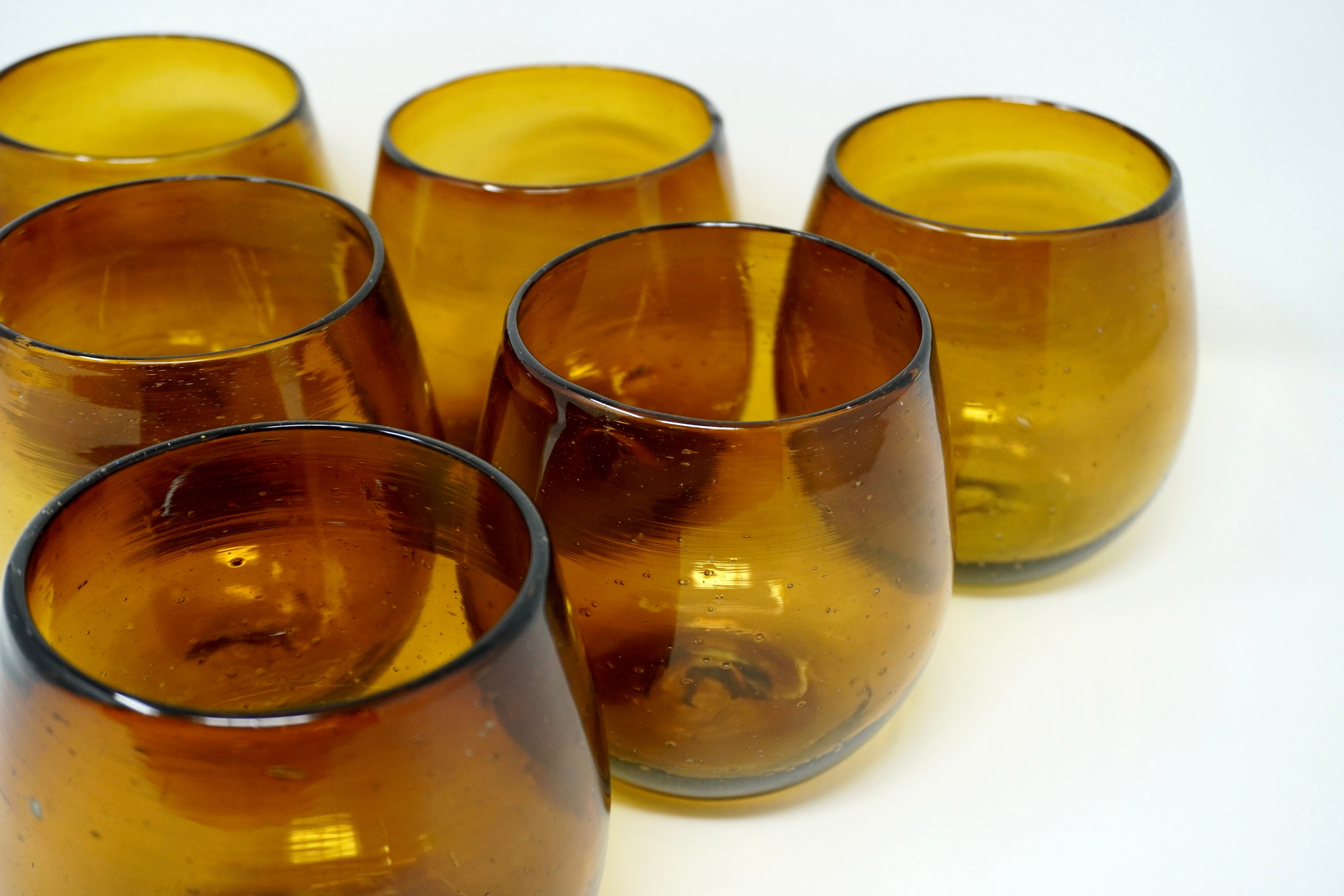 Ambar stemless | Set de 6 vasos de vidrio soplado