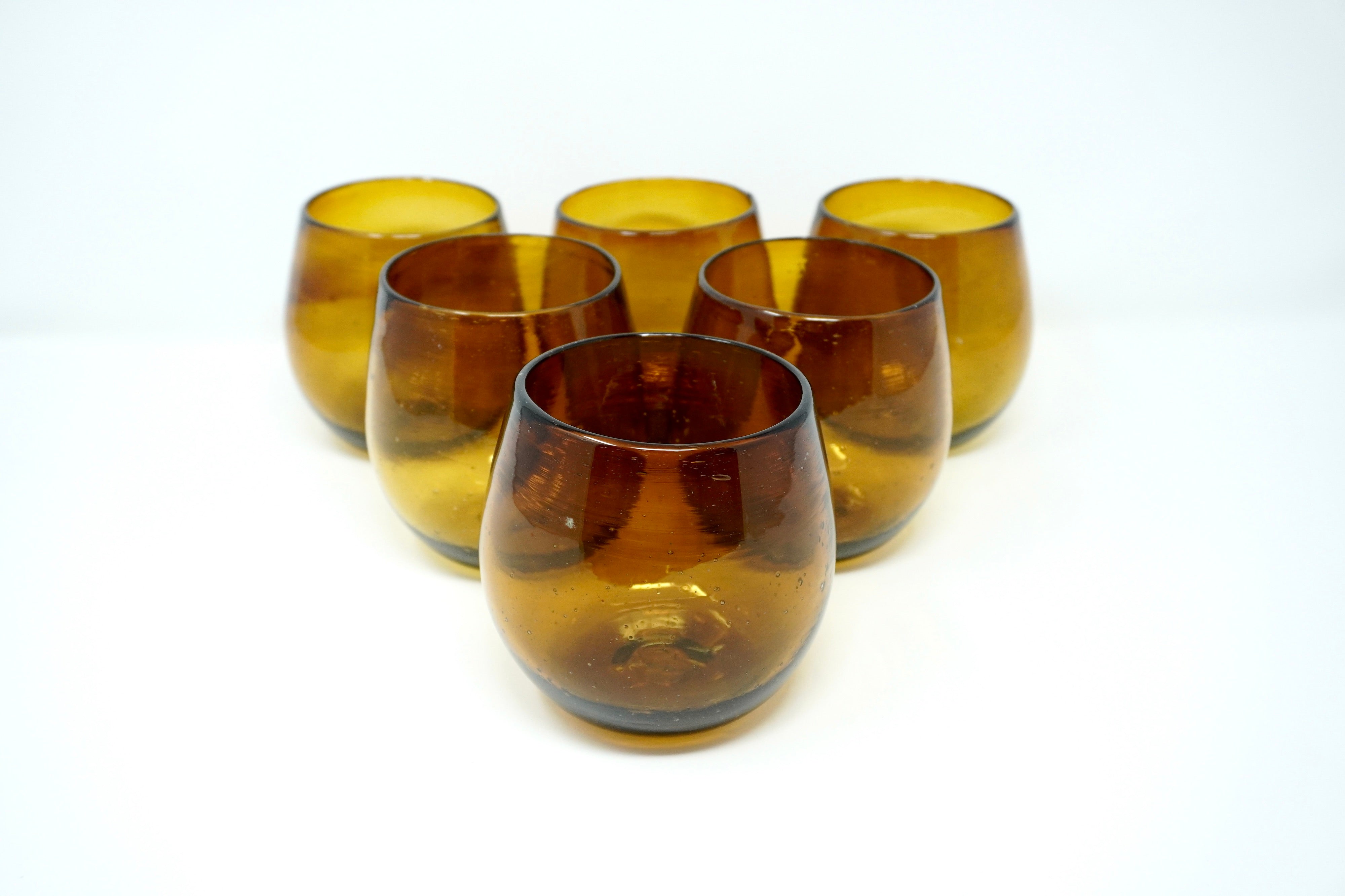 Ambar stemless | Set de 6 vasos de vidrio soplado