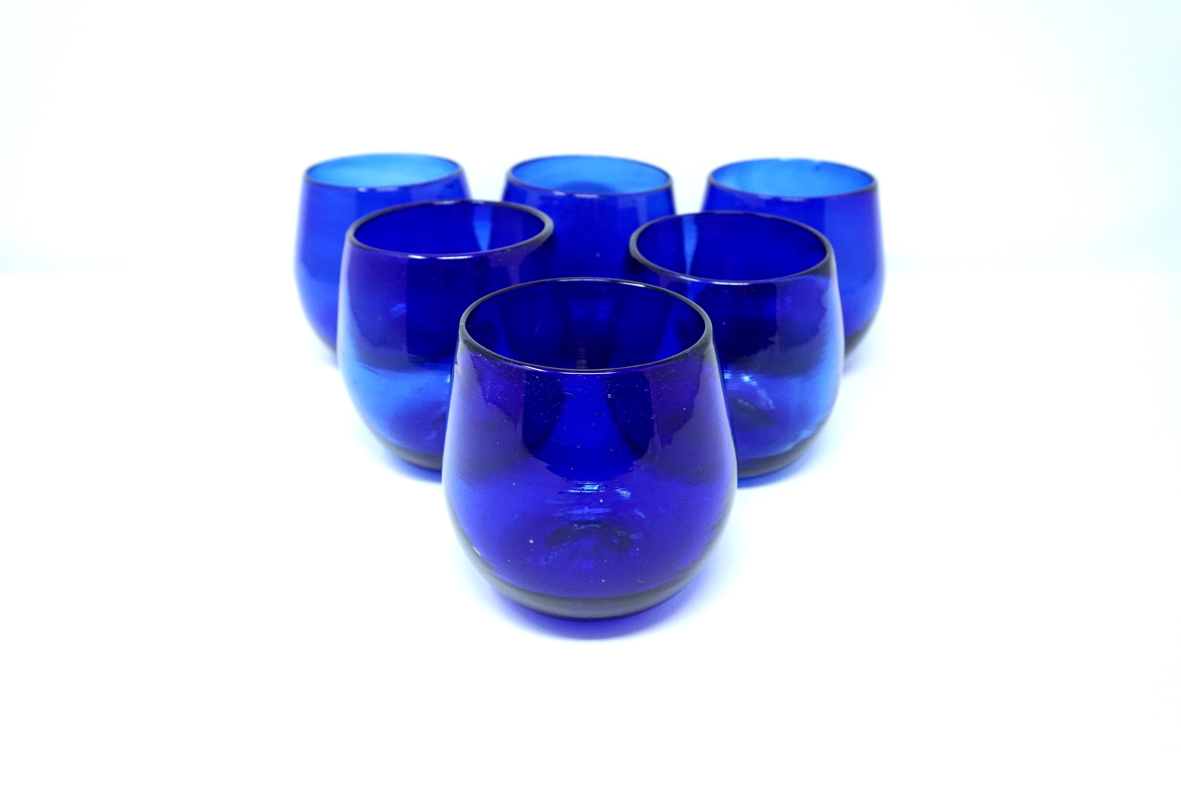 Cobalto stemless | Set de 6 vasos de vidrio soplado