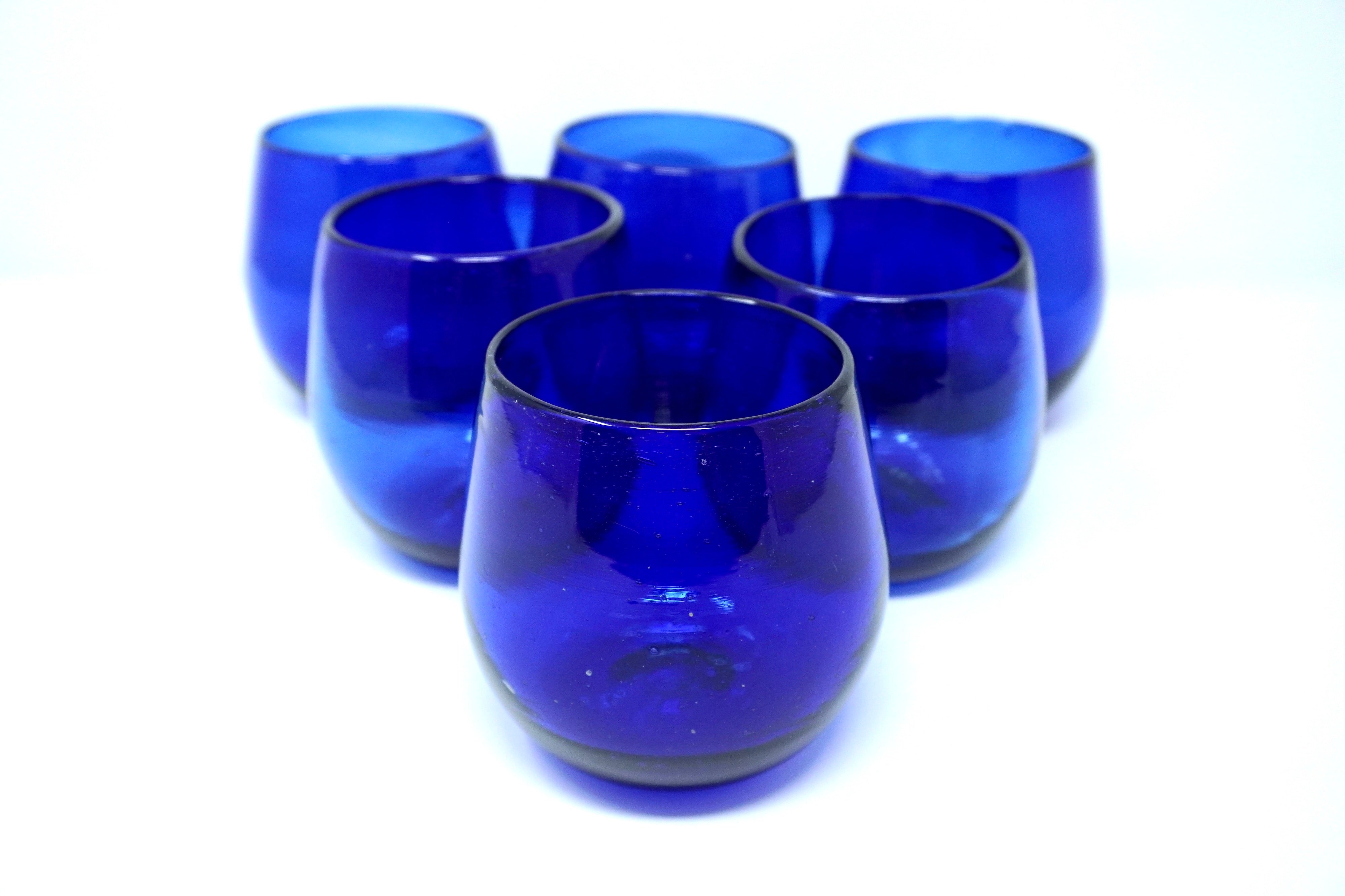Cobalto stemless | Set de 6 vasos de vidrio soplado