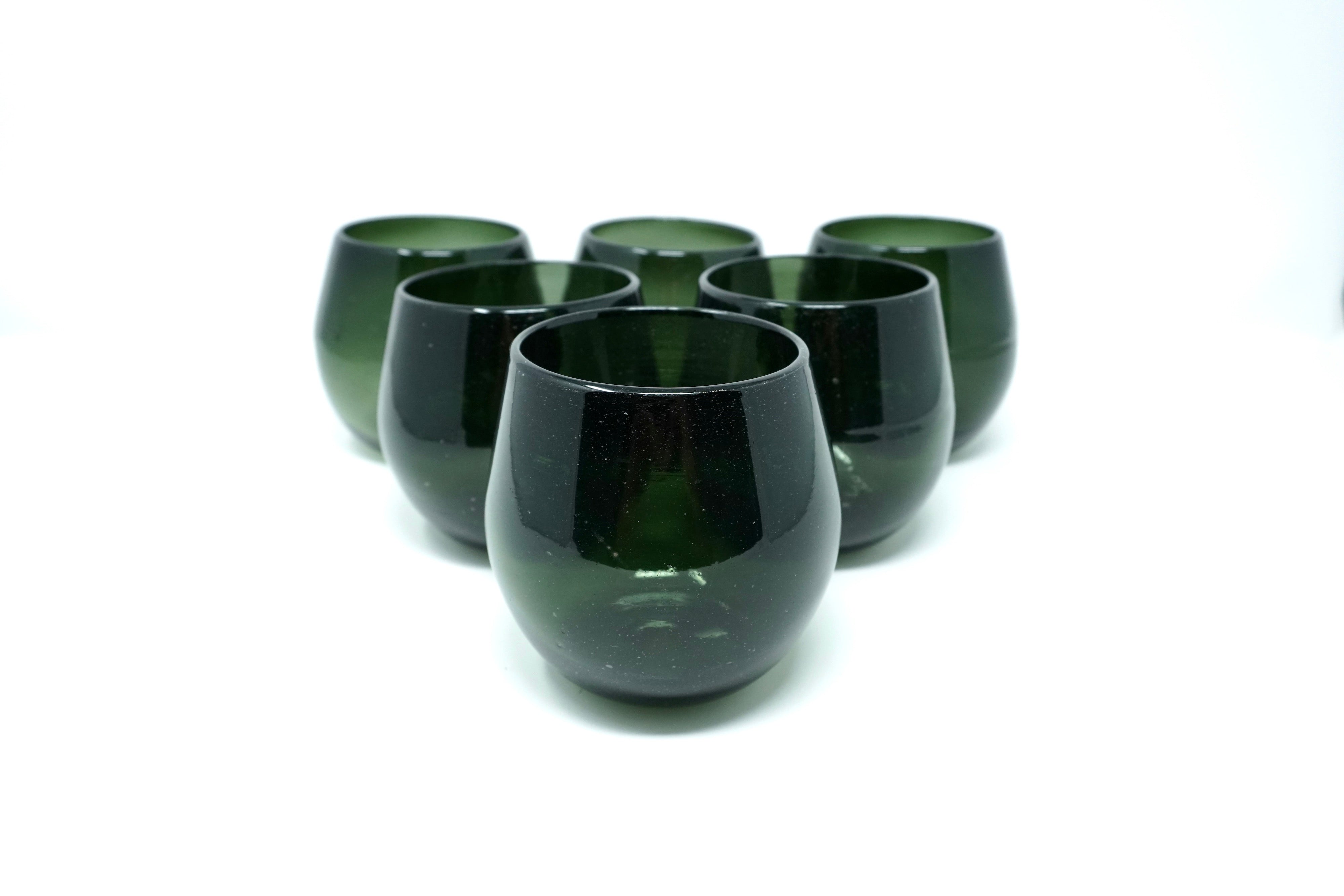Grafito stemless | Set de 6 vasos de vidrio soplado