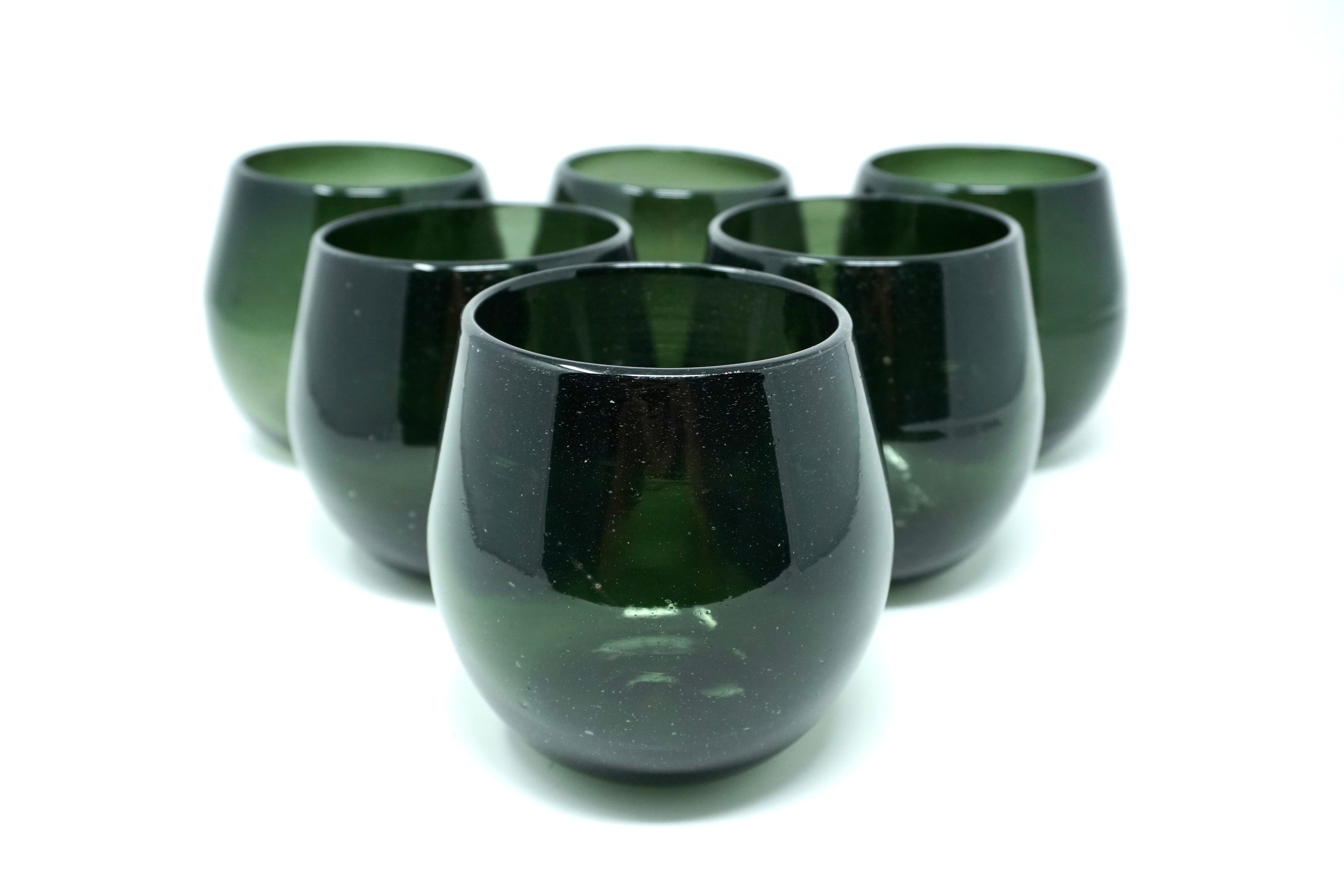 Grafito stemless | Set de 6 vasos de vidrio soplado