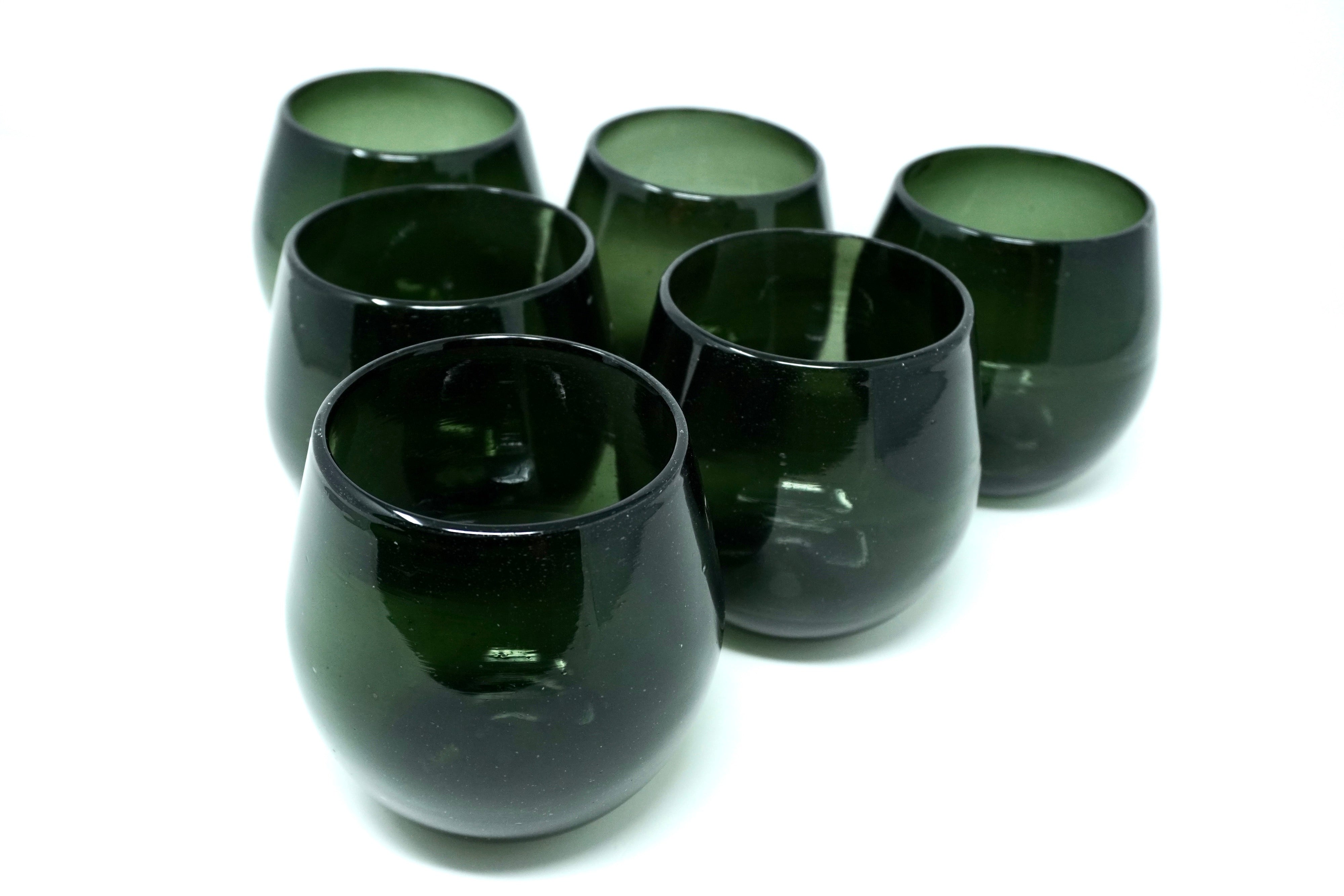 Grafito stemless | Set de 6 vasos de vidrio soplado