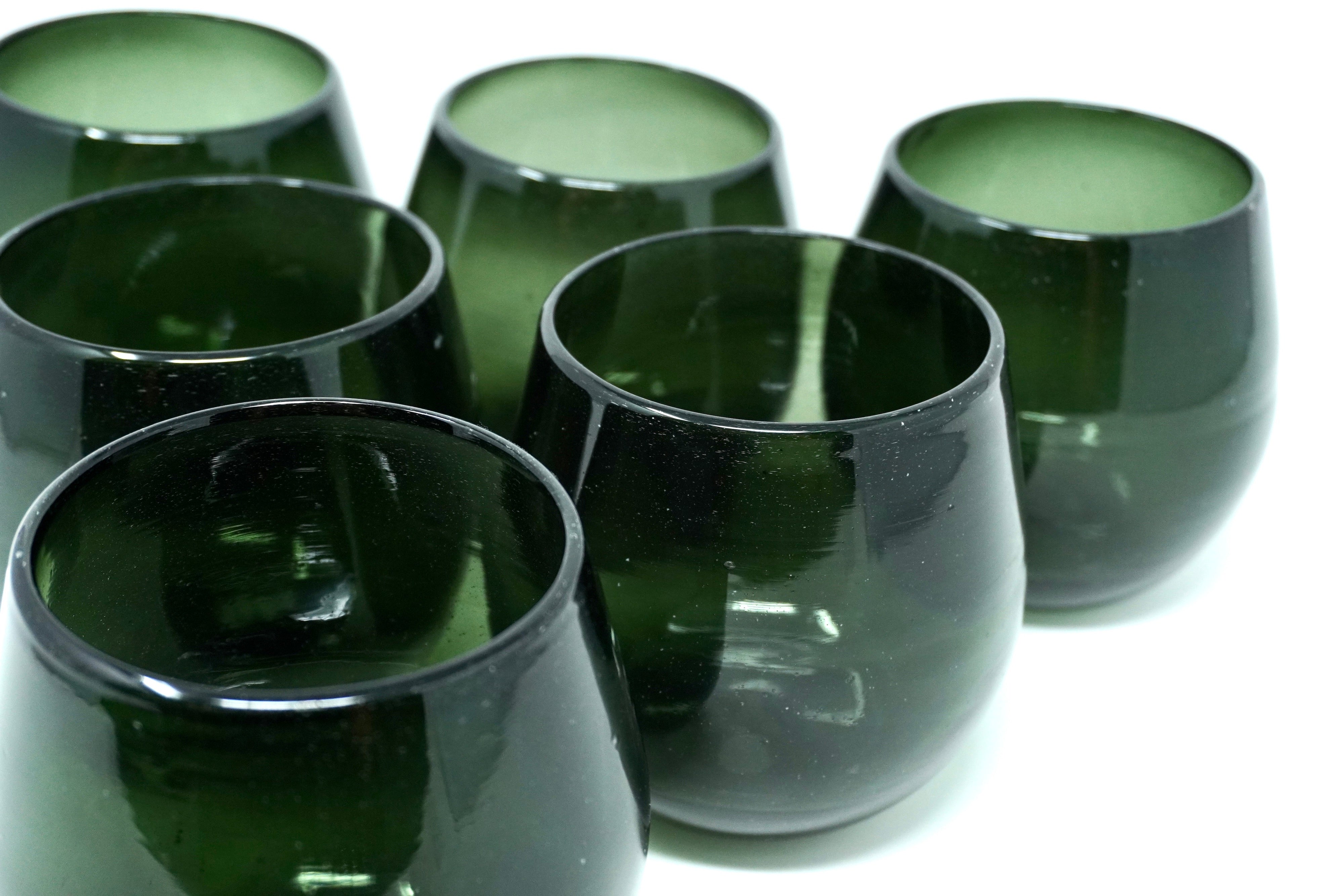 Grafito stemless | Set de 6 vasos de vidrio soplado