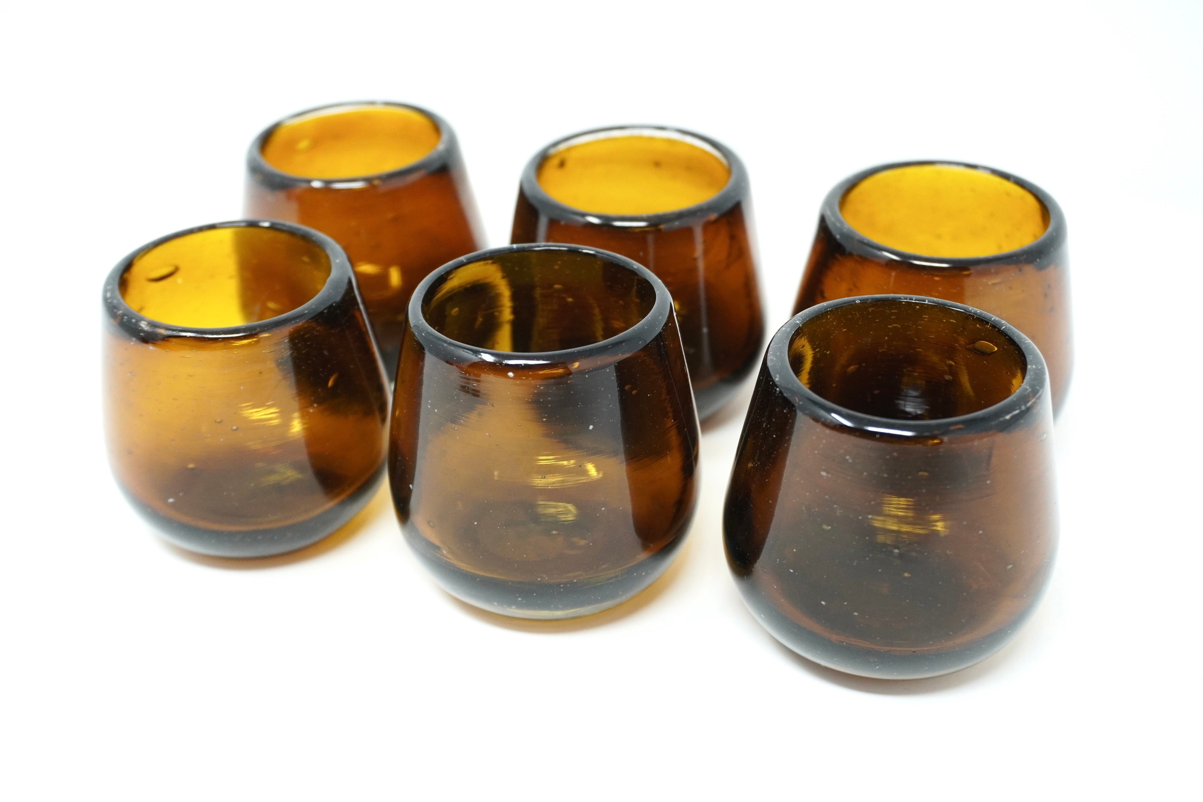 Ambar stemless | Set de 6 tequileros de vidrio soplado