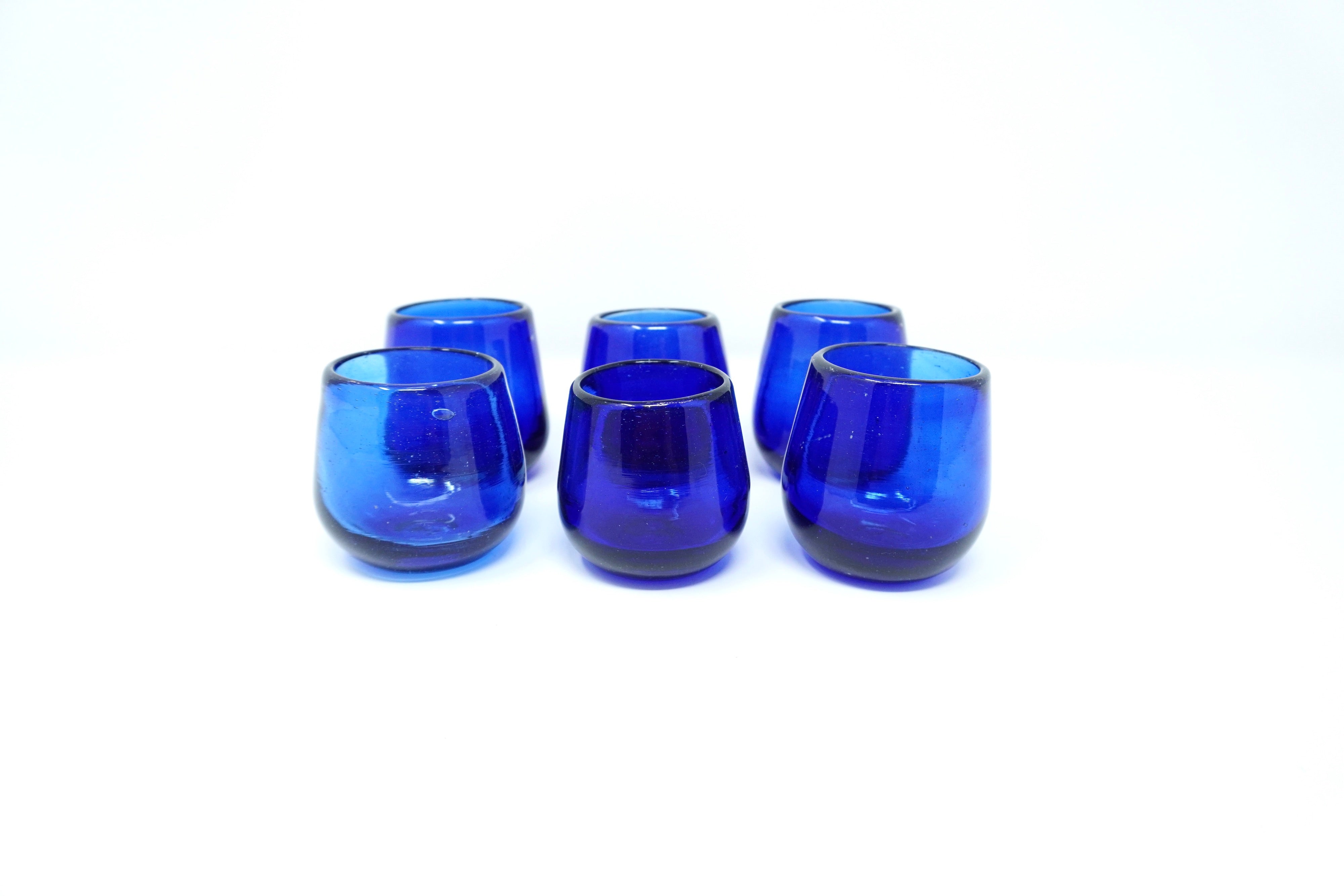 Cobalto stemless | Set de 6 tequileros de vidrio soplado