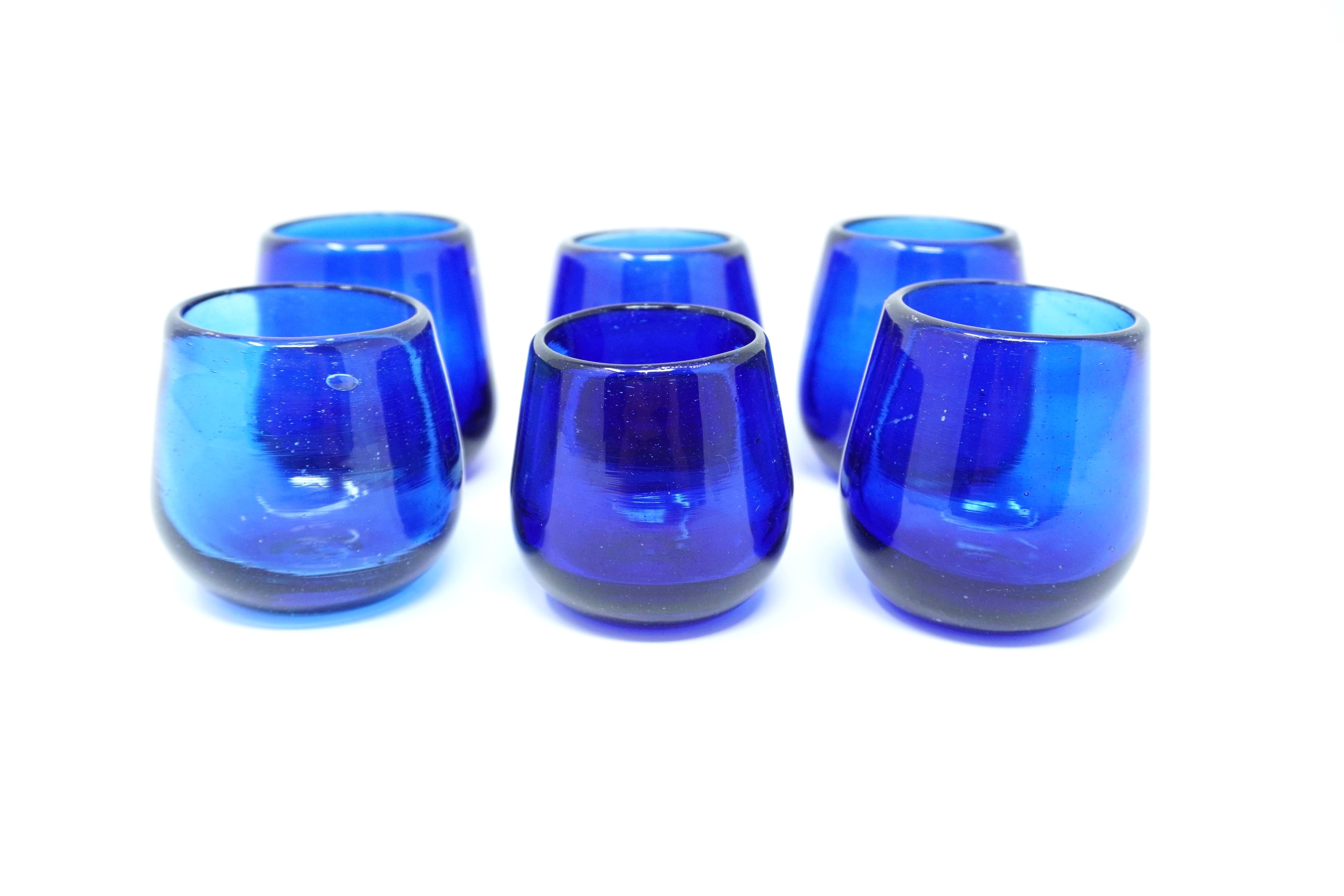 Cobalto stemless | Set de 6 tequileros de vidrio soplado