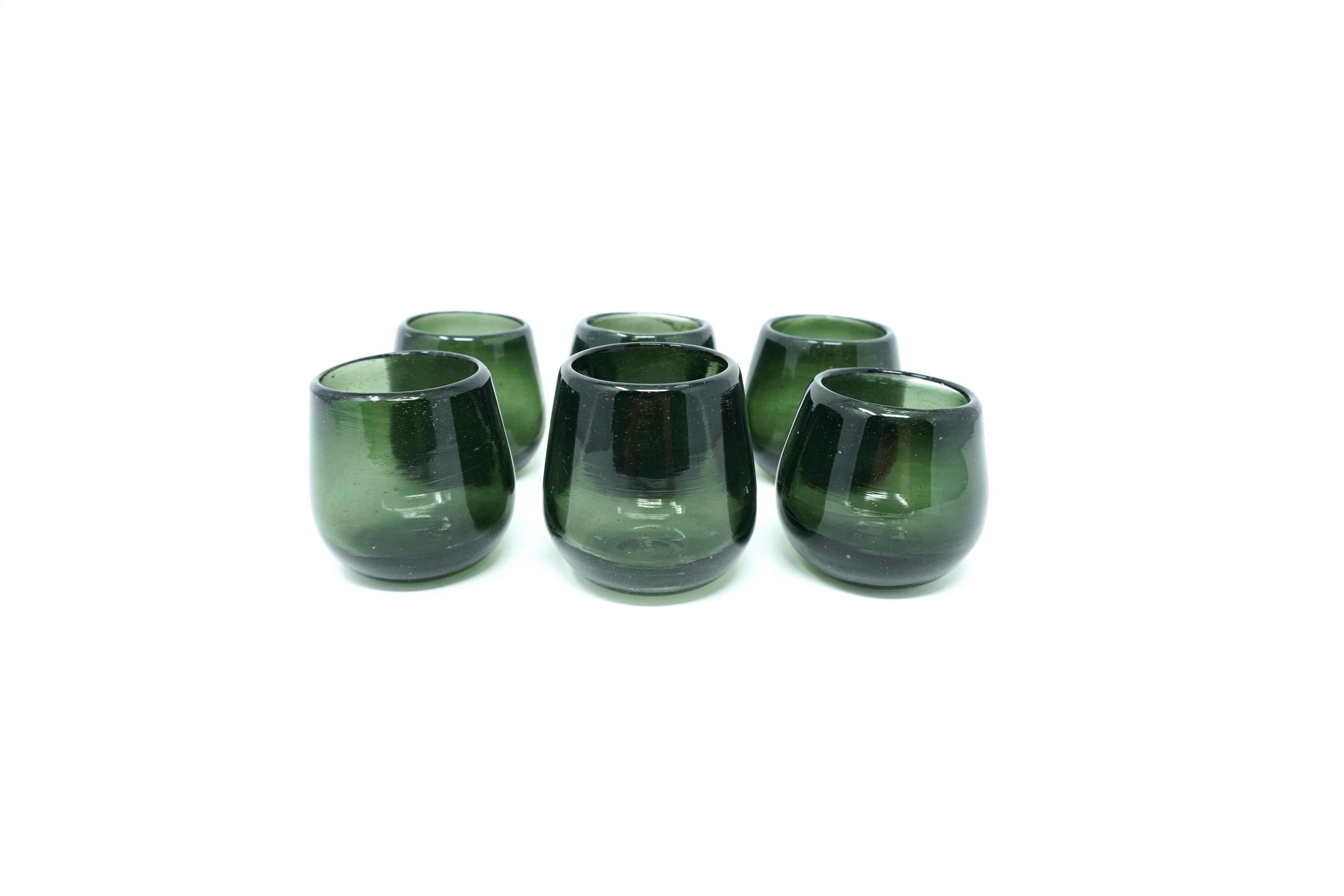 Grafito stemless | Set de 6 tequileros de vidrio soplado