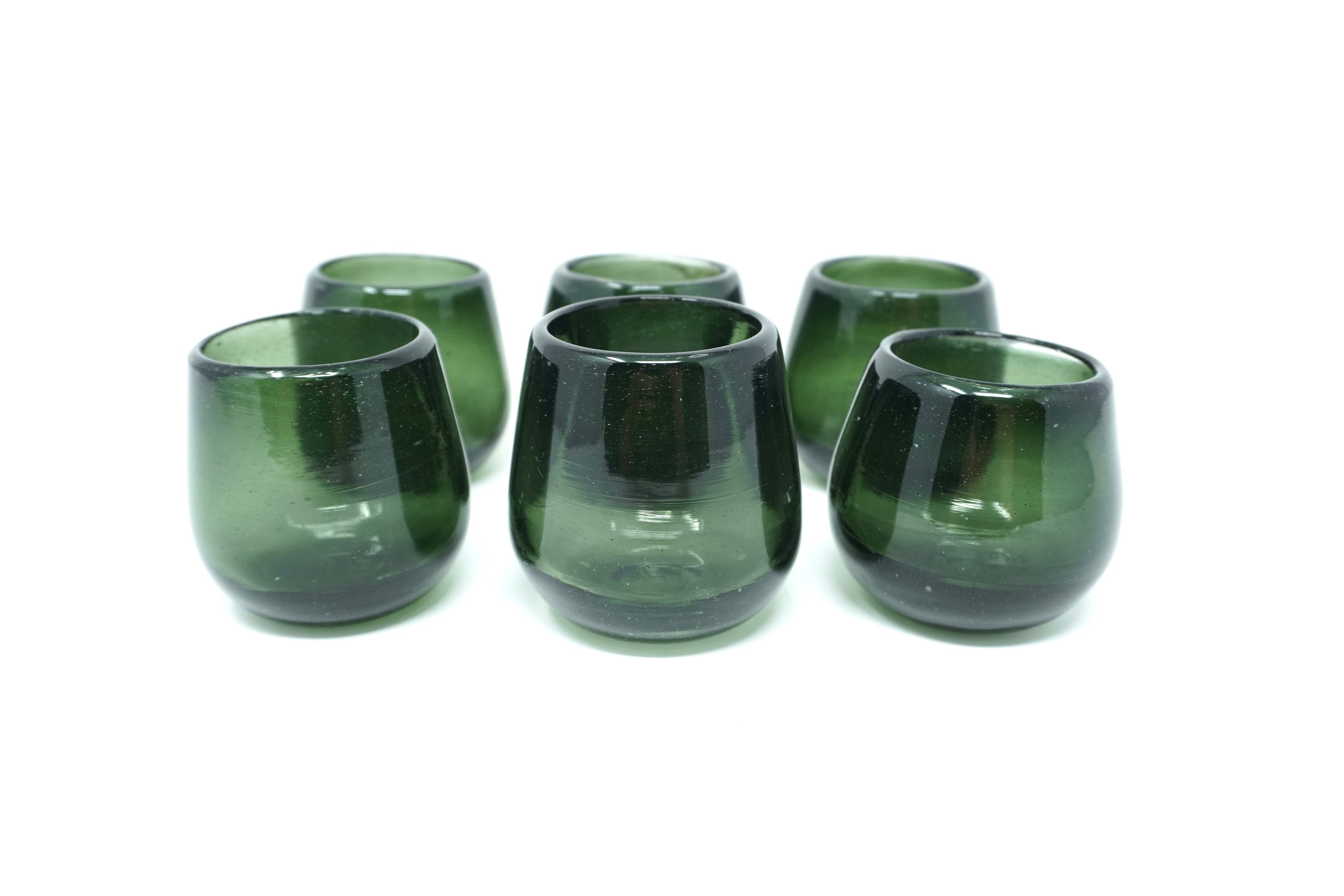 Grafito stemless | Set de 6 tequileros de vidrio soplado