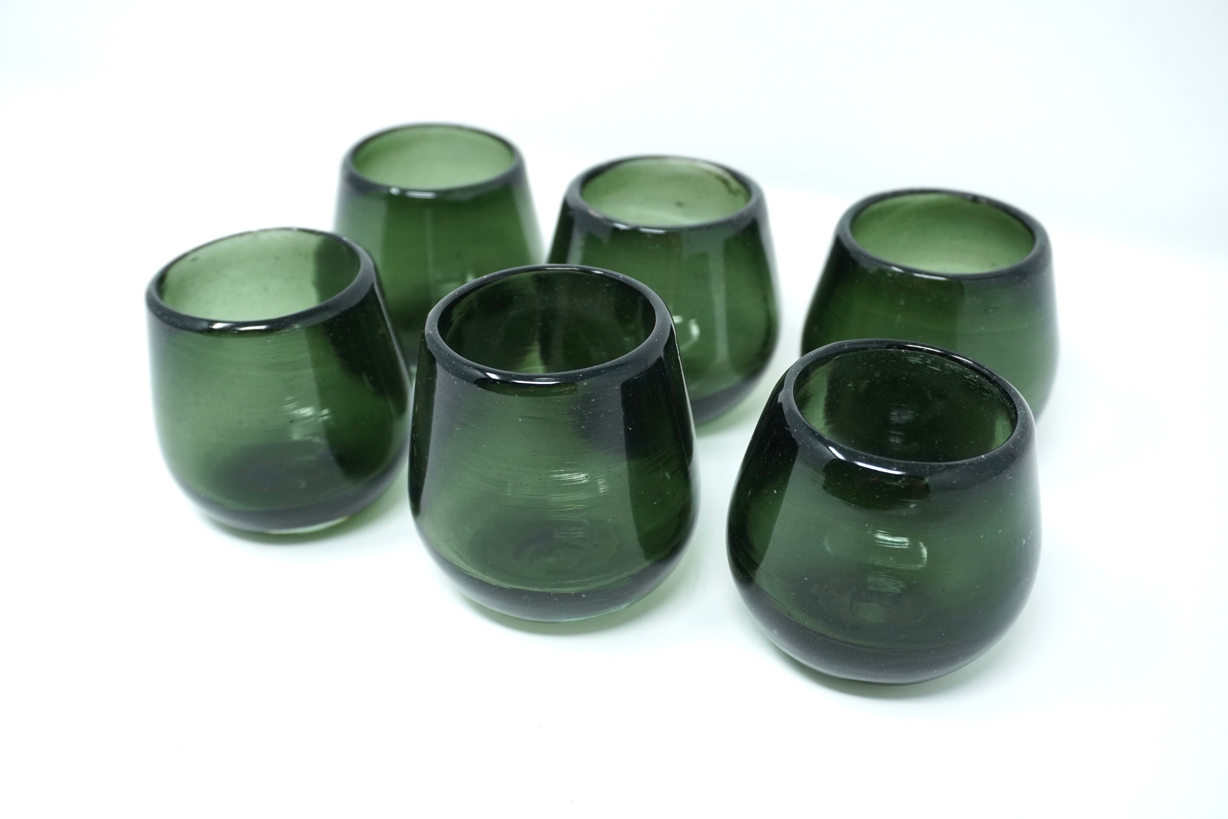 Grafito stemless | Set de 6 tequileros de vidrio soplado