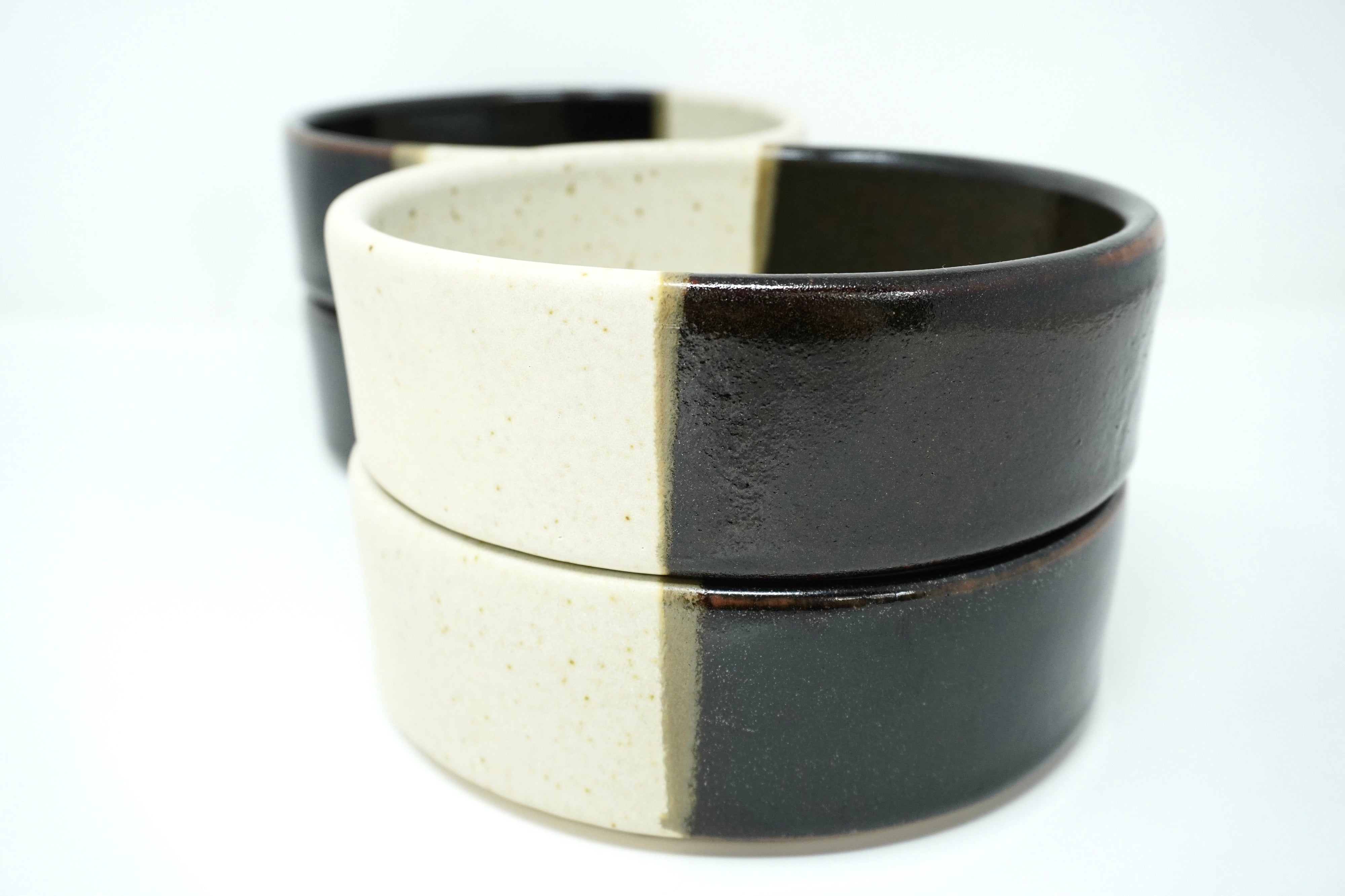 Duo Arena blanca & Roble | Set de 4 bowls con pared Ø 16 cm línea rústica