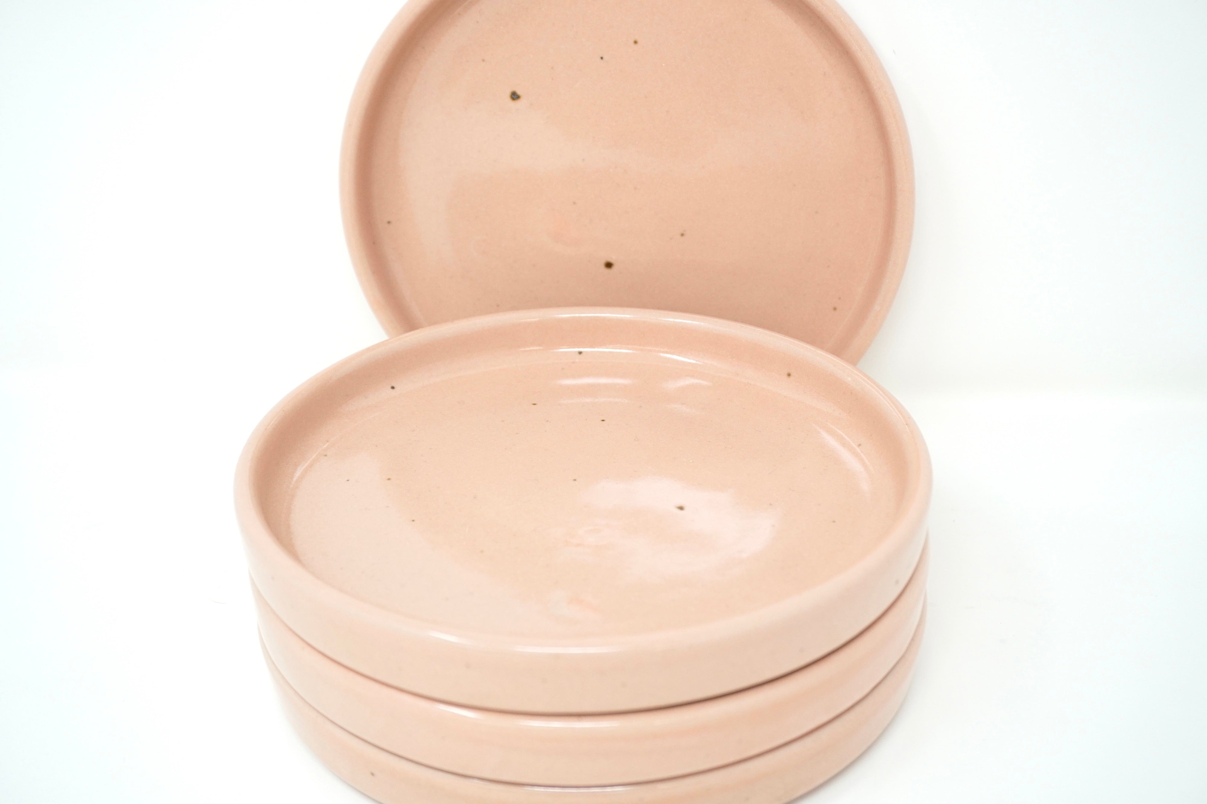 Rosa brillante | Set de 4 platos cafeteros con pared Ø 16.5 cm línea rústica