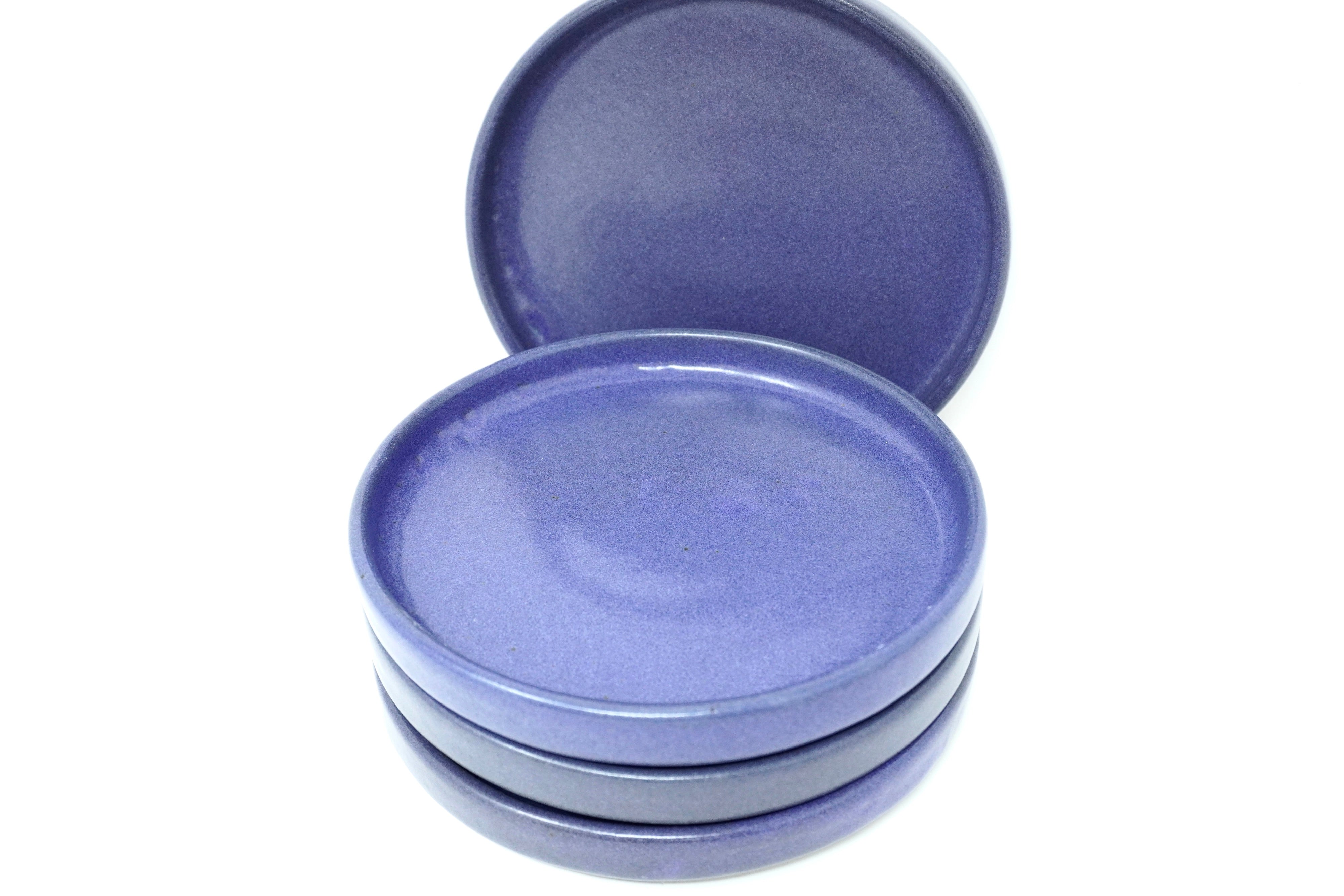 Morado mate | Set de 4 platos cafeteros con pared Ø 16.5 cm línea rústica