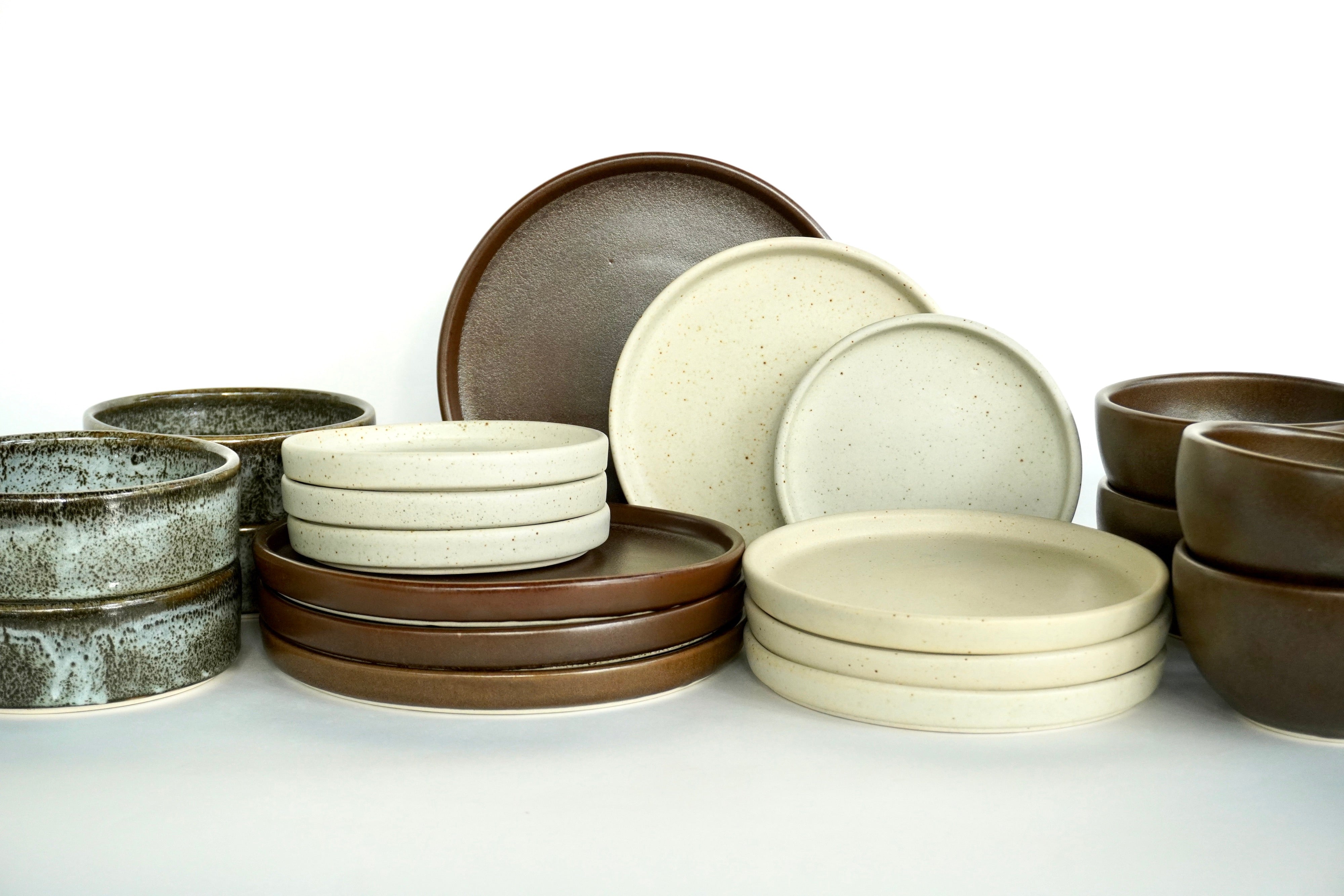 Mixta Café mate, Arena blanca & Bio | Set de vajilla línea rústica 20 piezas para 4 personas