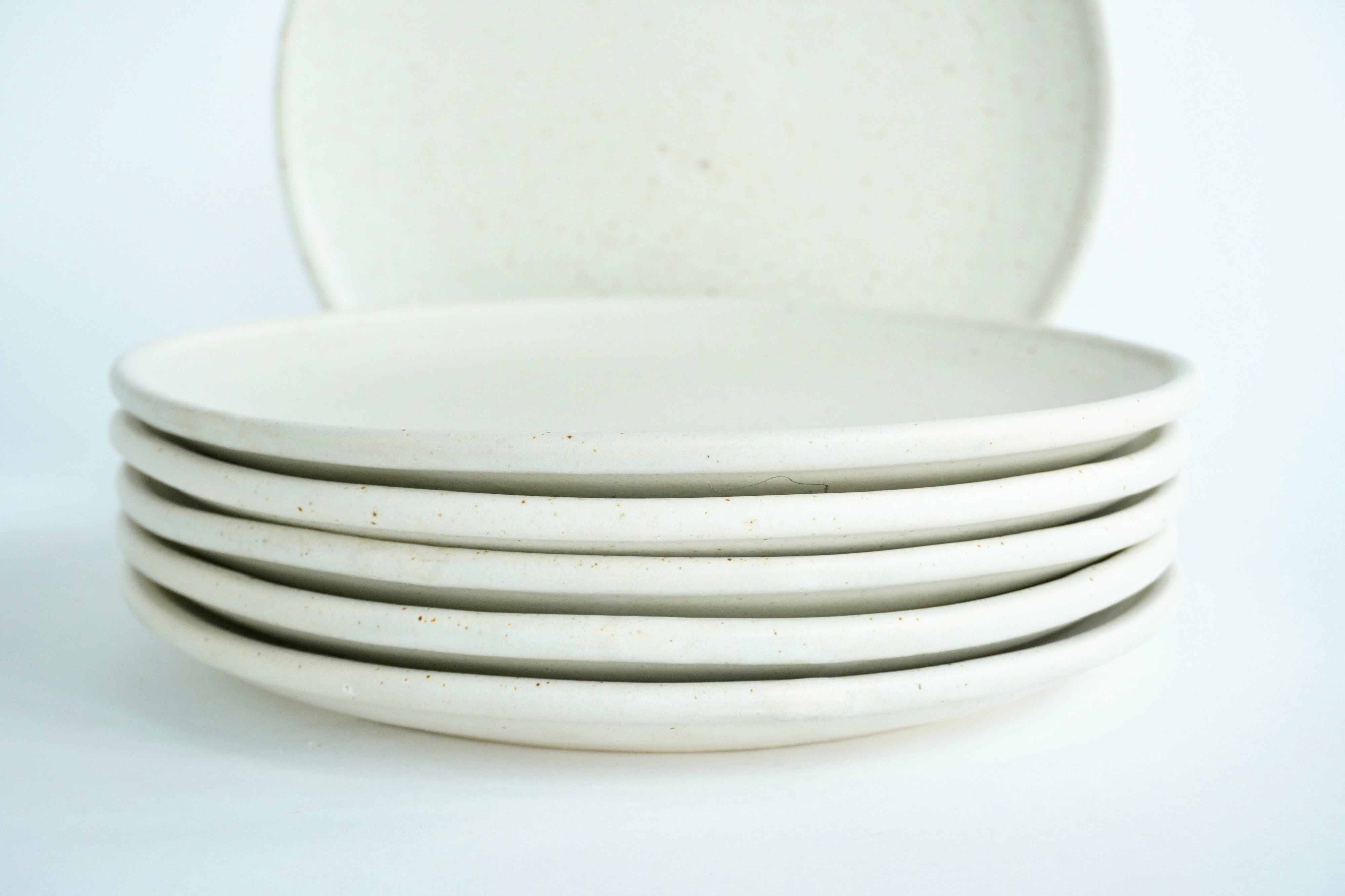 Arena blanca | Set de 6 platos trinche planos Ø 26 cm línea rústica