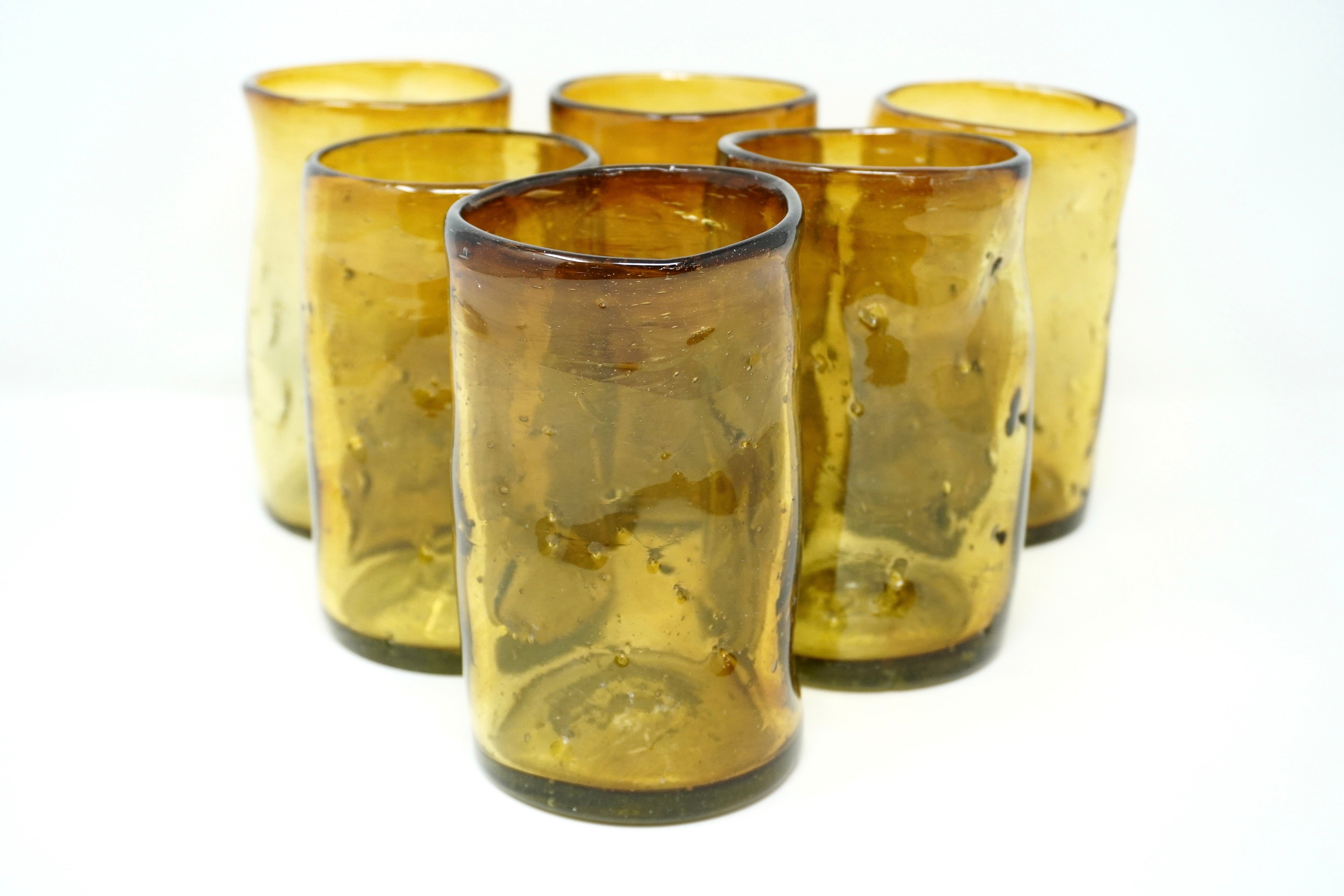 Ambar amartillado altos | Set de 6 vasos de vidrio soplado
