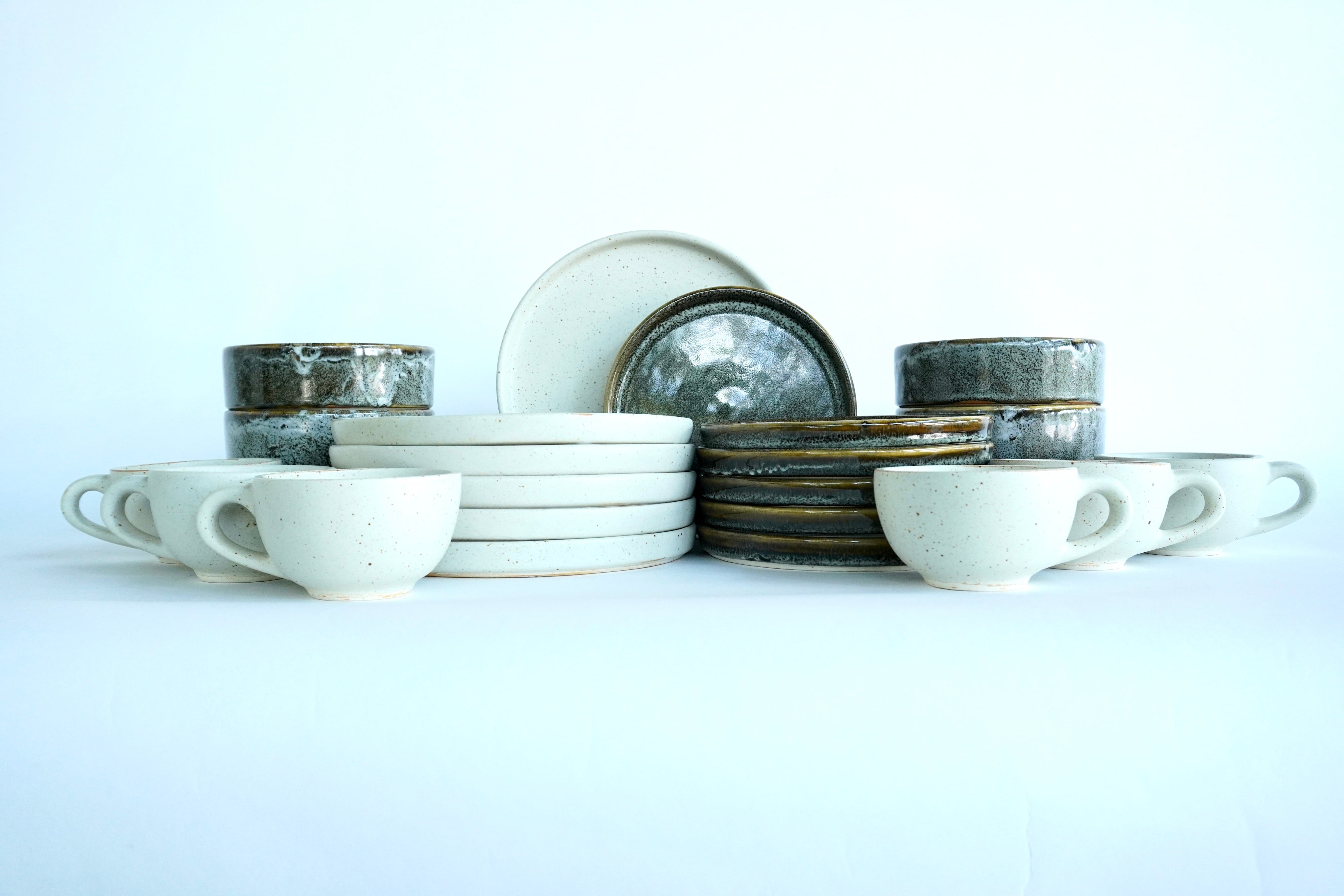 Arena blanca & Bio | Set de vajilla línea rústica para 6 personas