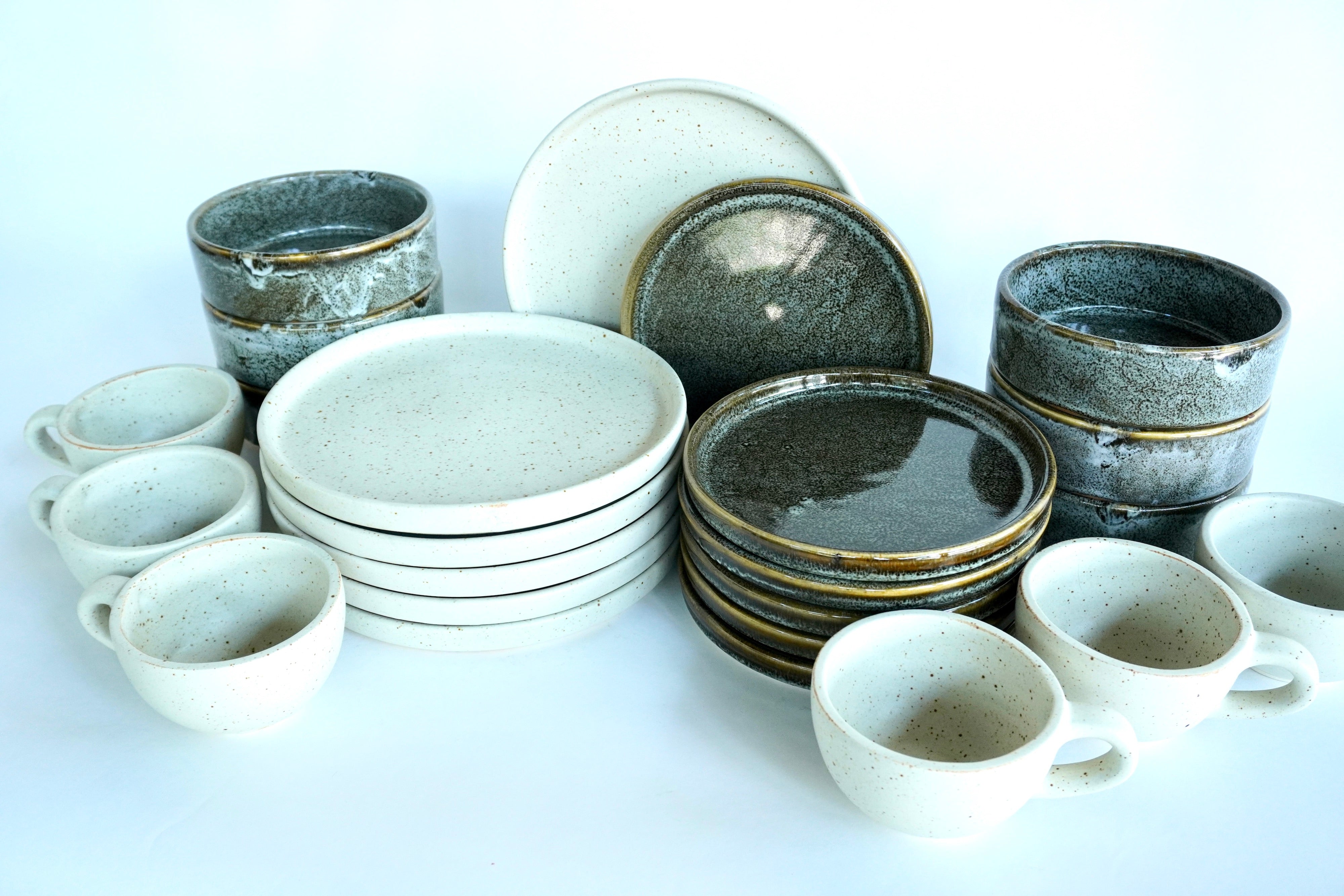 Arena blanca & Bio | Set de vajilla línea rústica para 6 personas