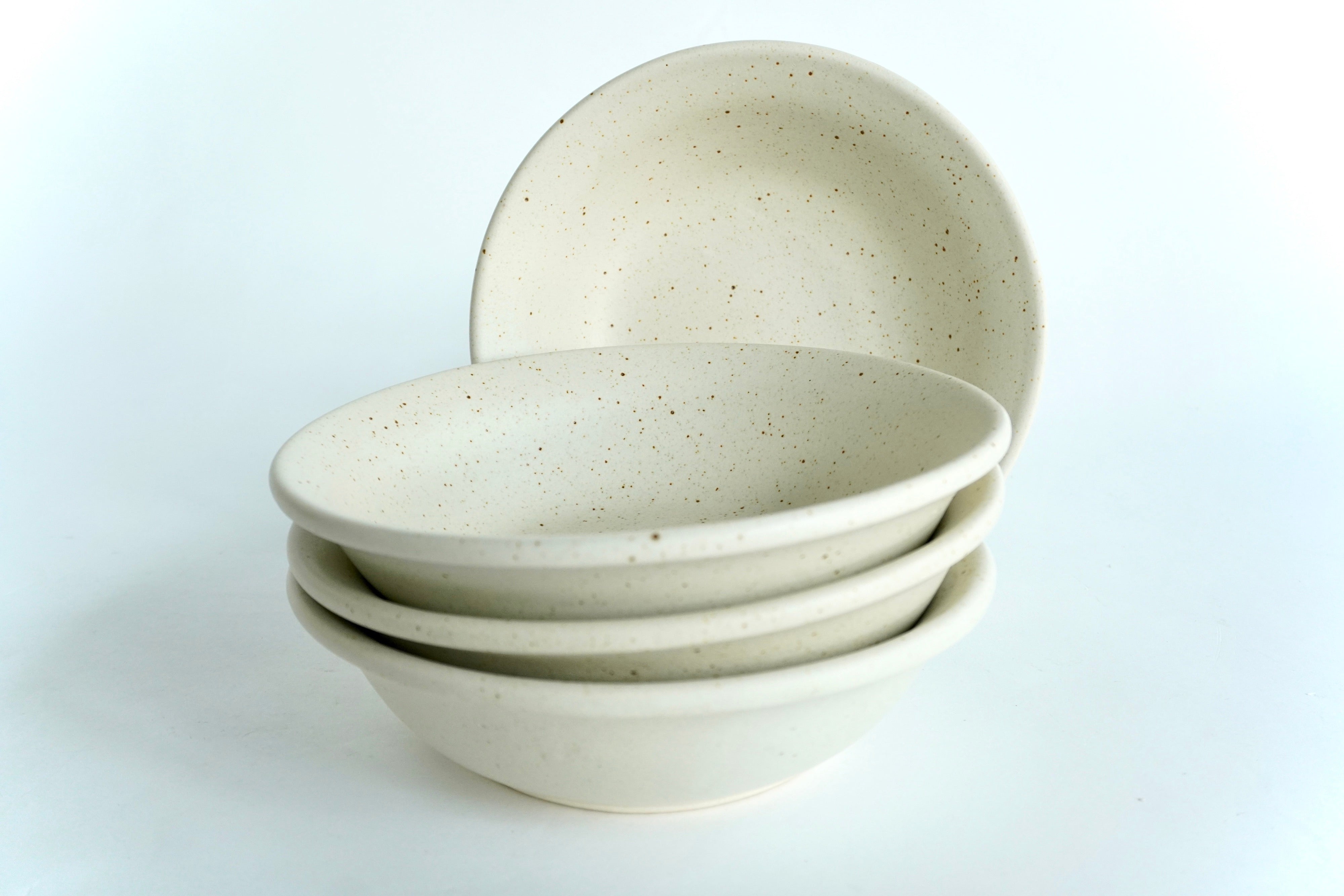 Arena blanca | Set de 4 bowls soperos Ø 21 cm - altura 6 cm línea rústica