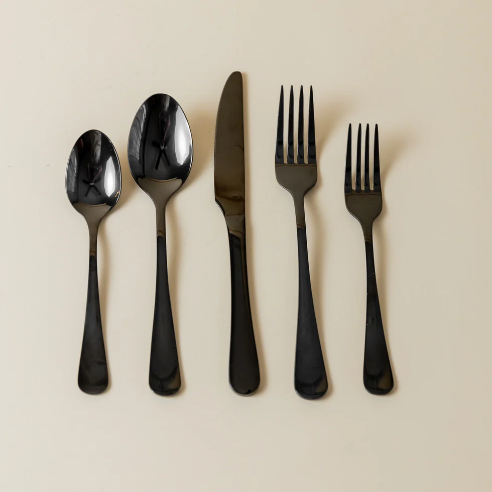 Black brillante | Cubiertos onyx 5 piezas por servicio