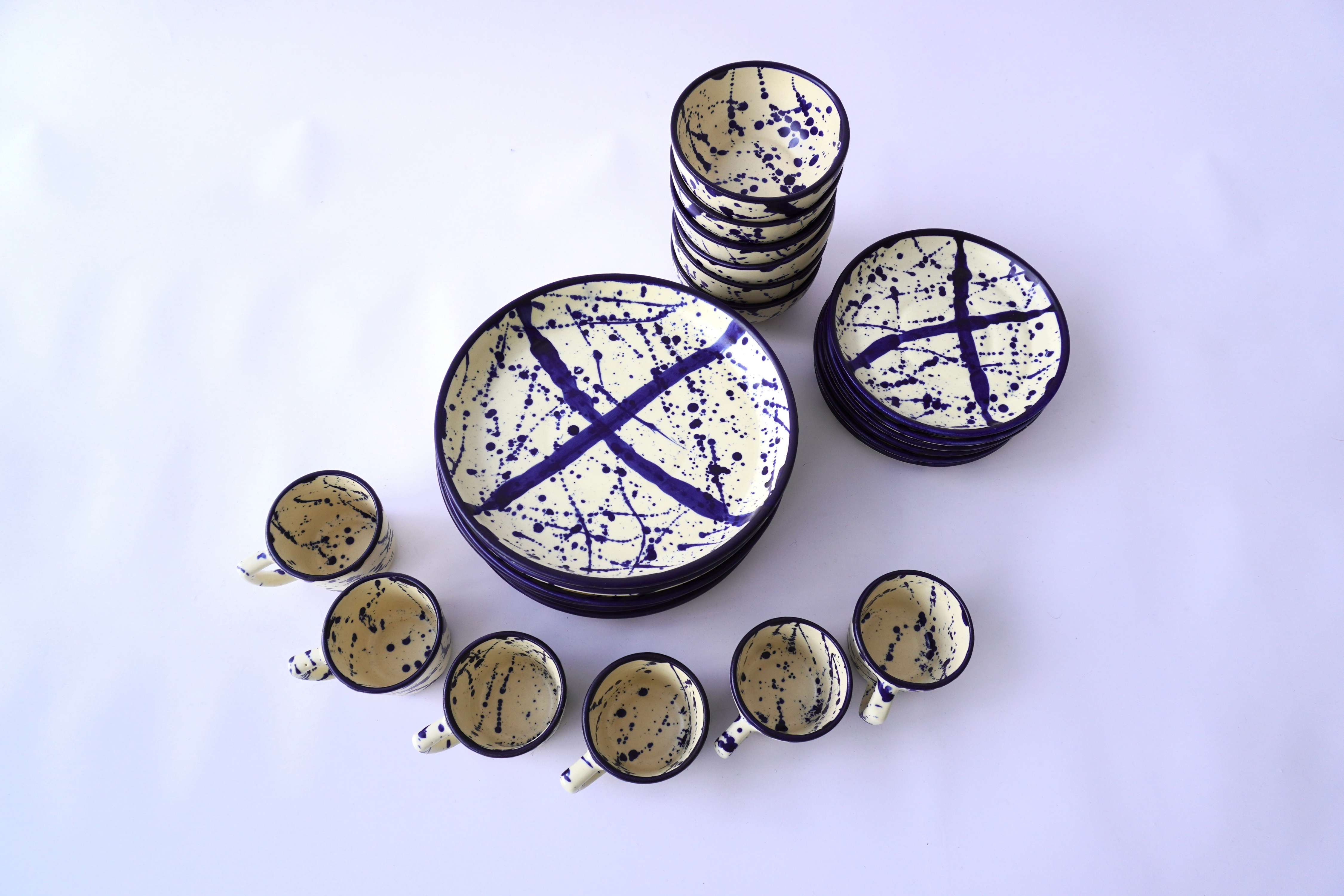 Azul maya mate | Set de vajilla línea clásica para 6 personas
