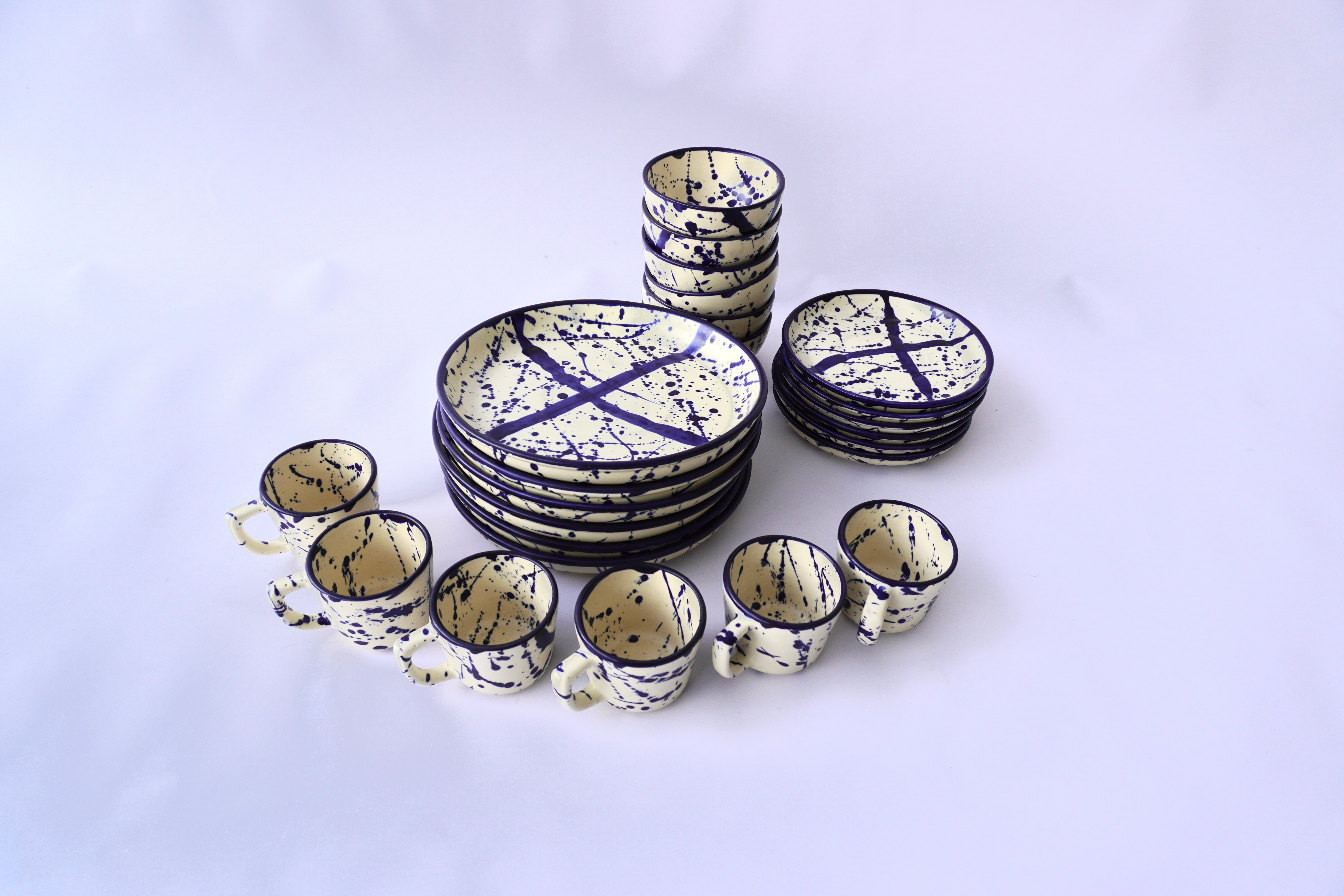 Azul maya mate | Set de vajilla línea clásica para 6 personas