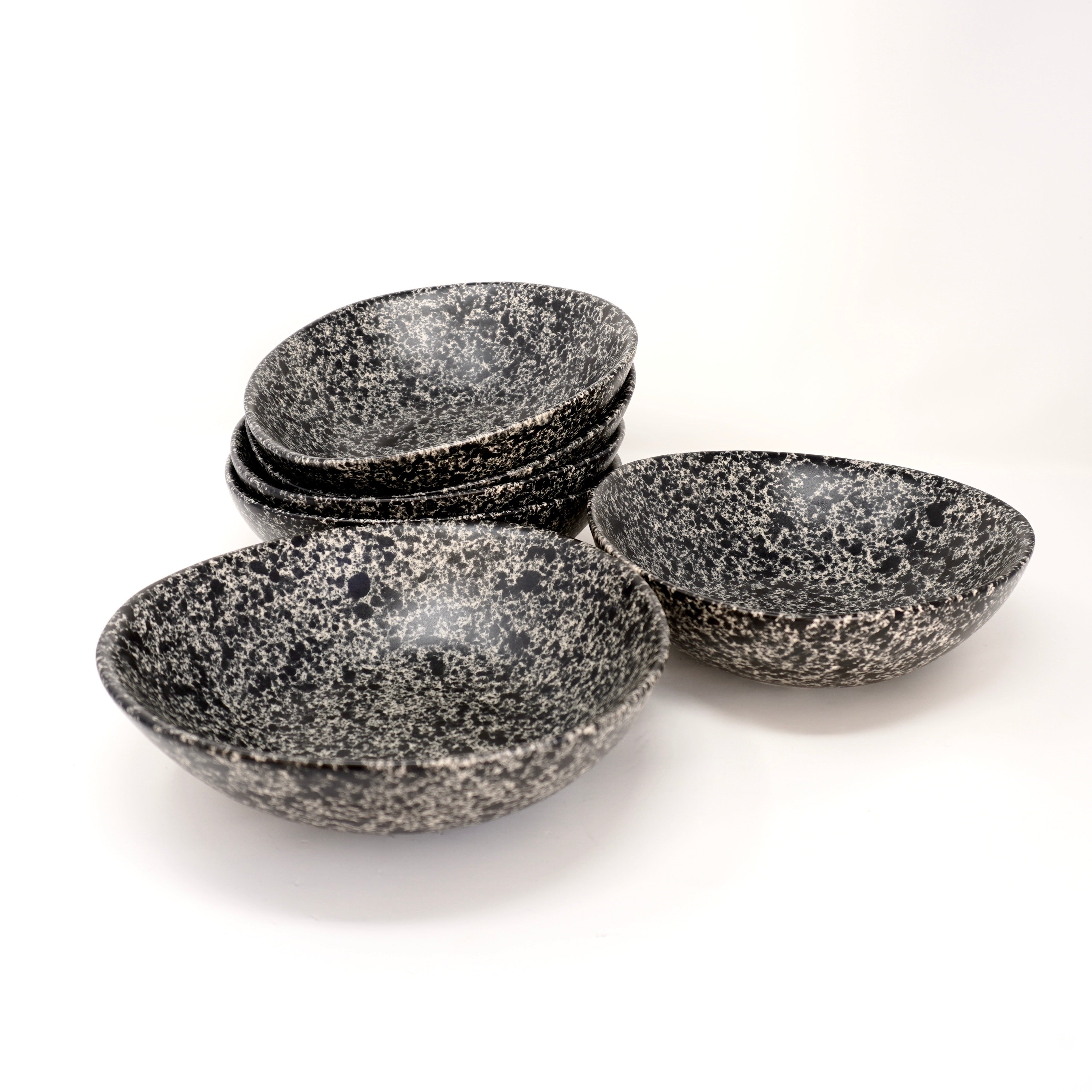 Black Grey Set de 6 Bowls Irregulares