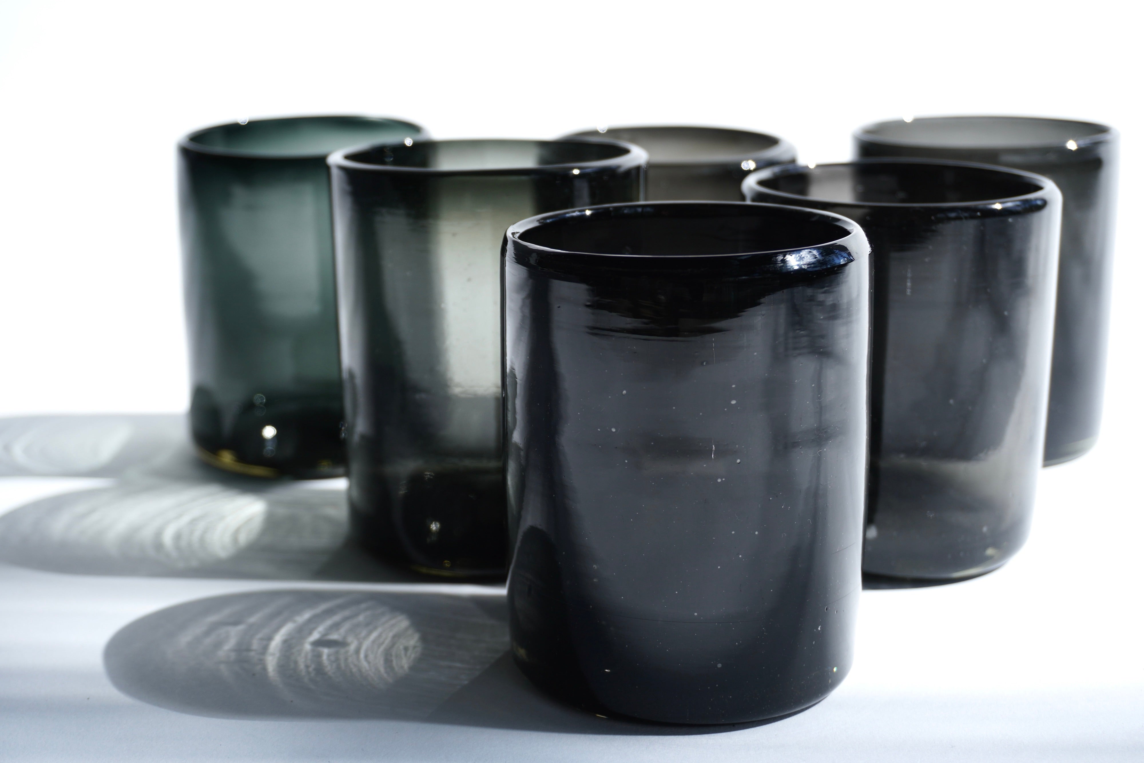 Grafito | Set de 6 vasos de vidrio soplado