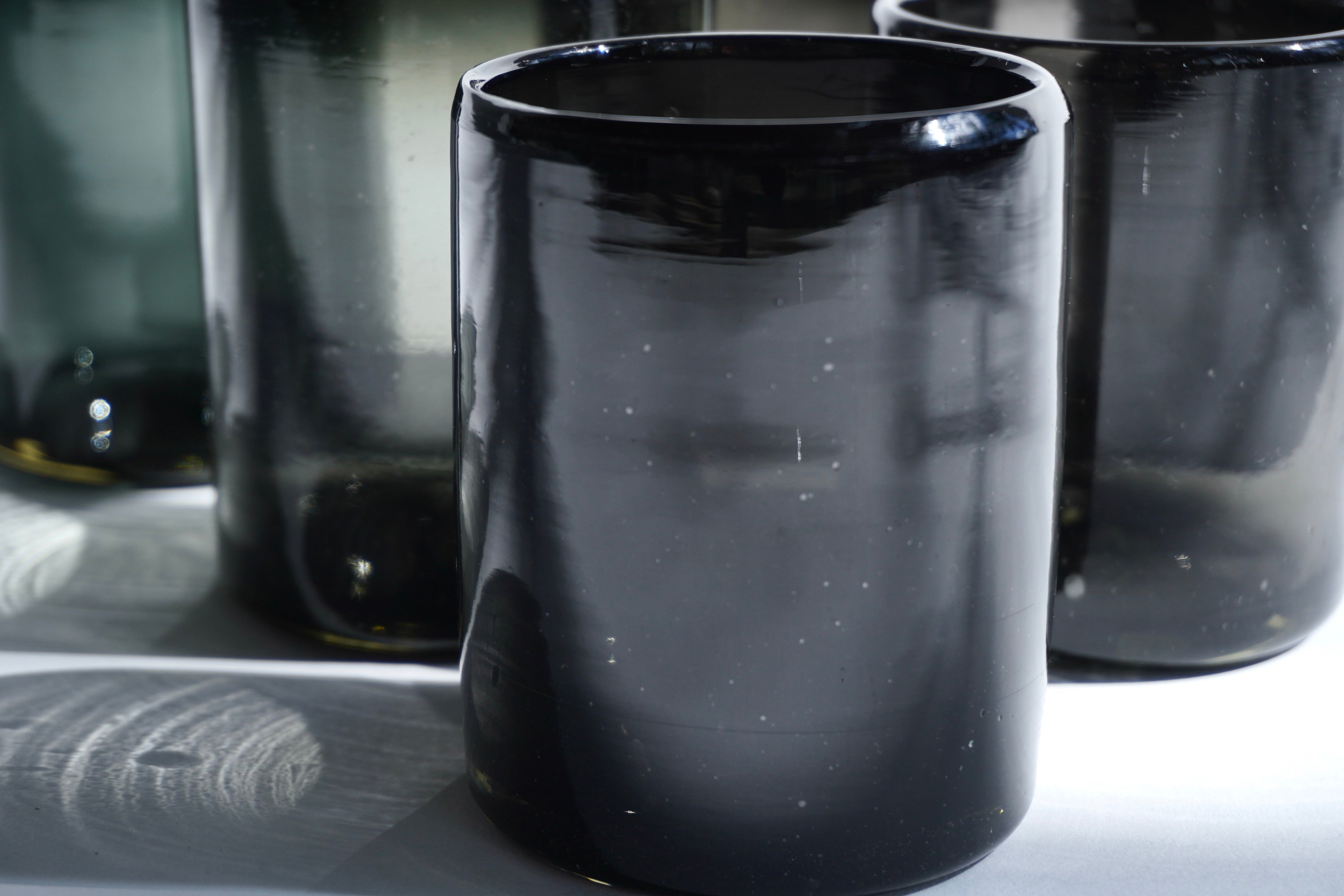 Grafito | Set de 6 vasos de vidrio soplado