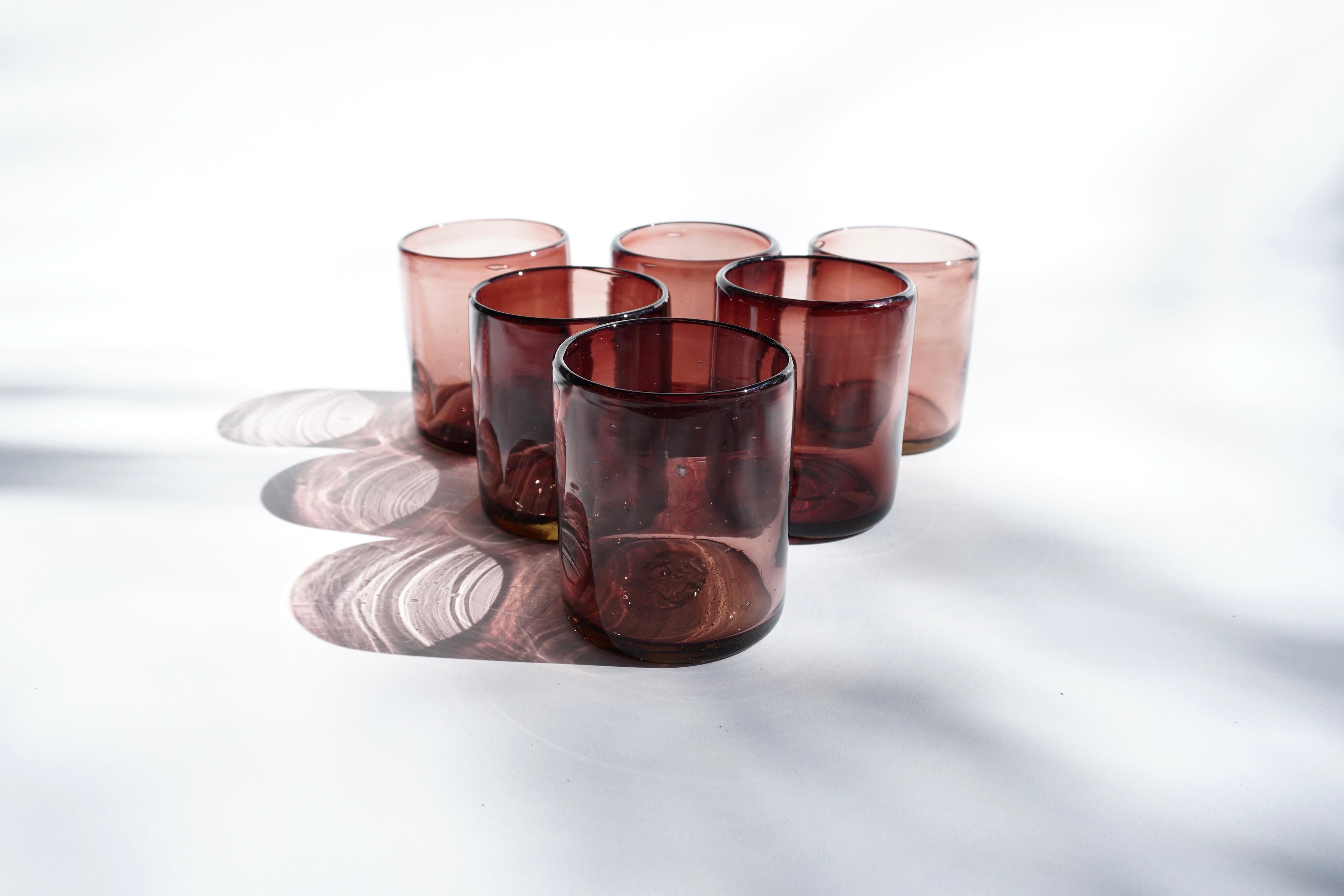 Amatista | Set de 6 vasos de vidrio soplado