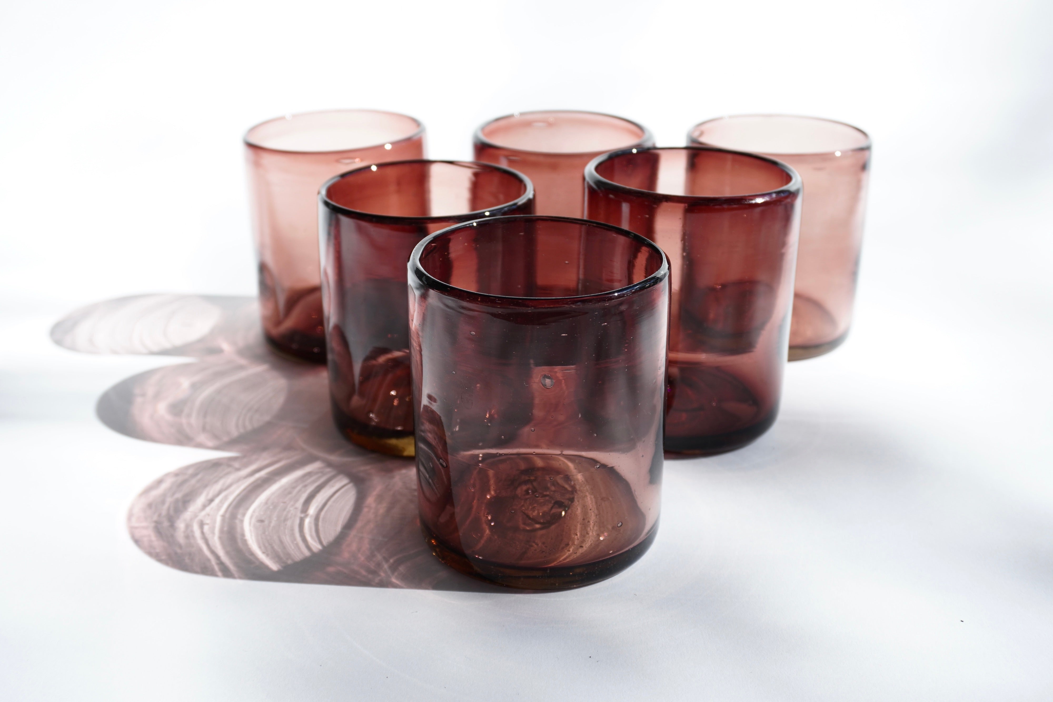 Amatista | Set de 6 vasos de vidrio soplado