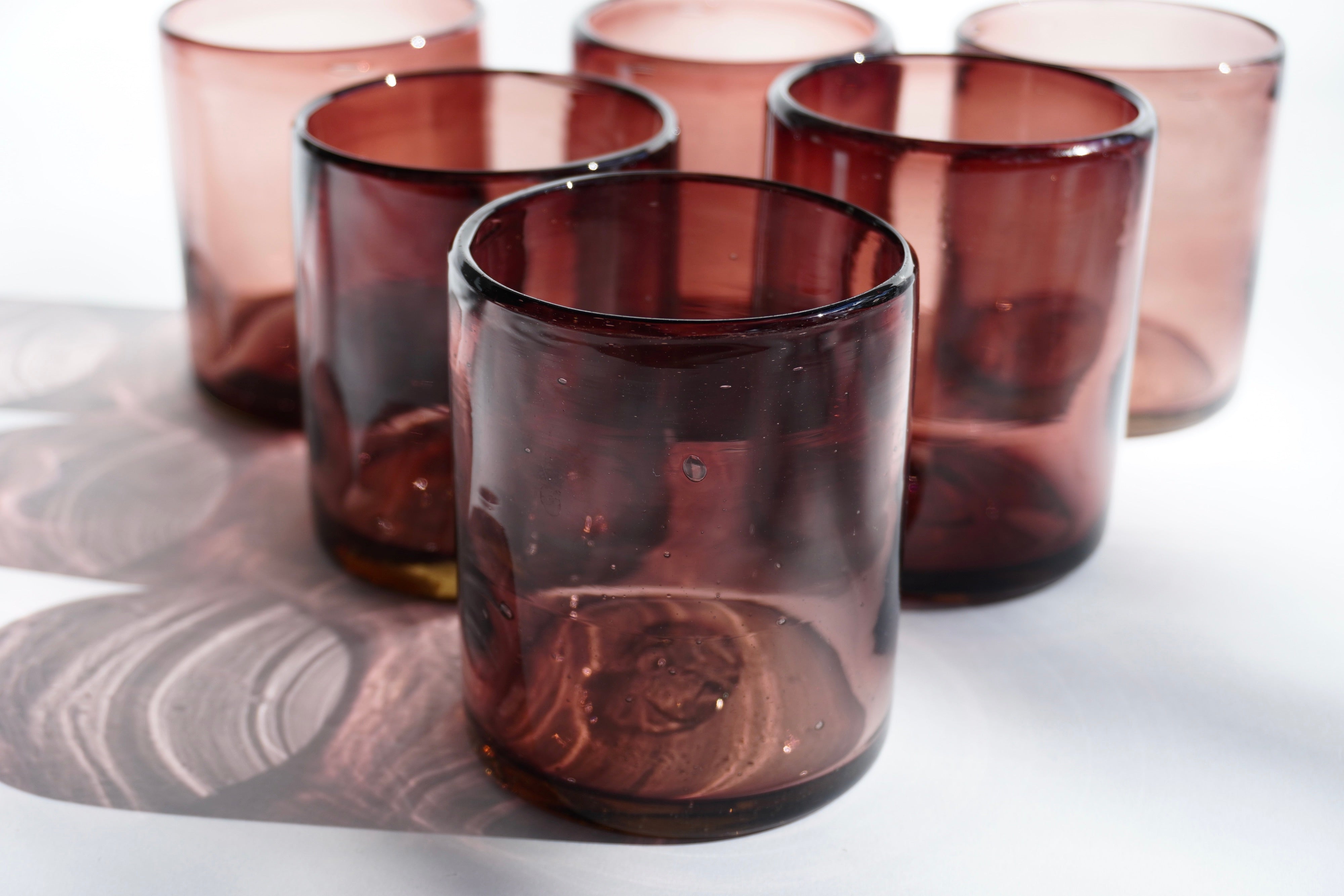 Amatista | Set de 6 vasos de vidrio soplado