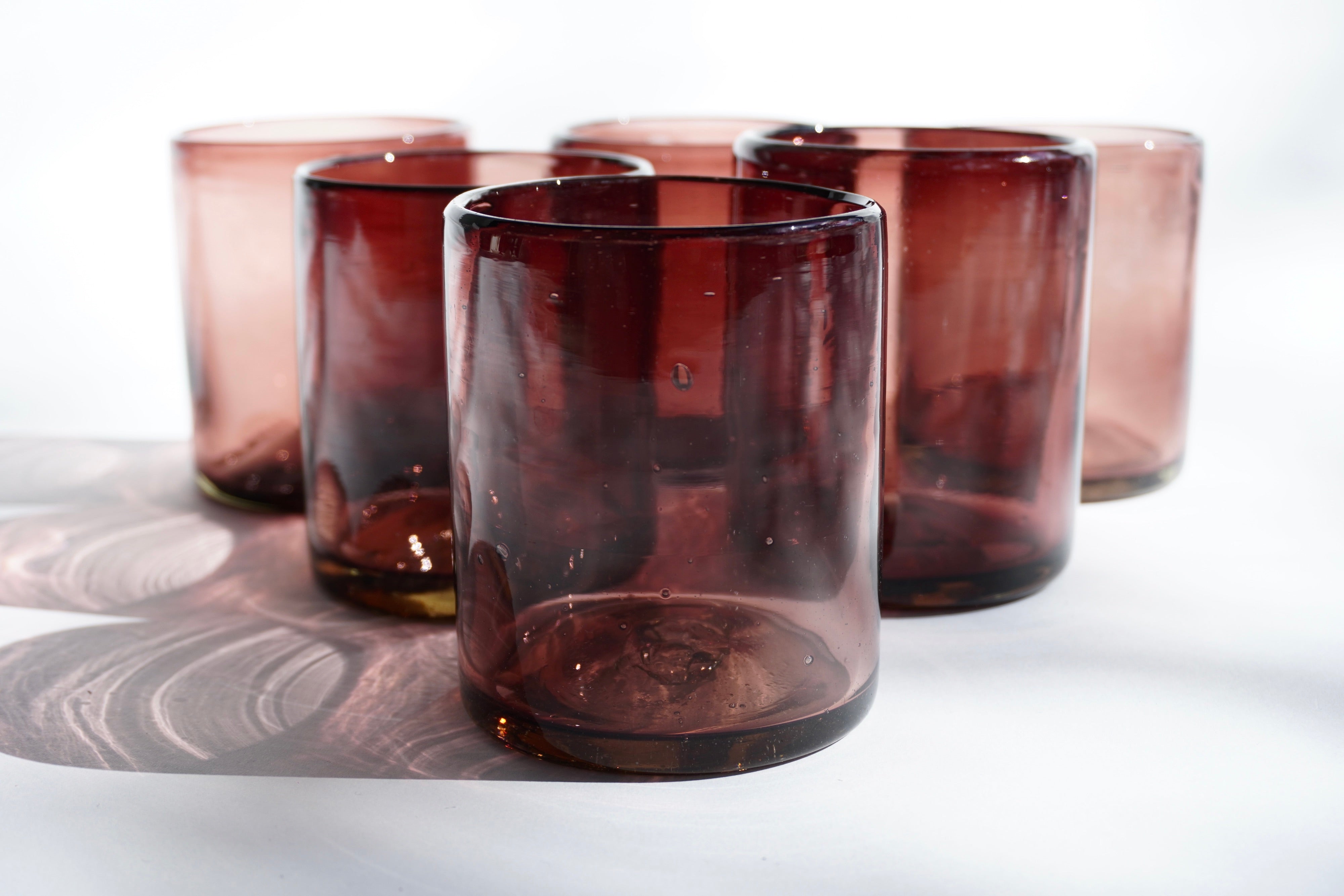 Amatista | Set de 6 vasos de vidrio soplado