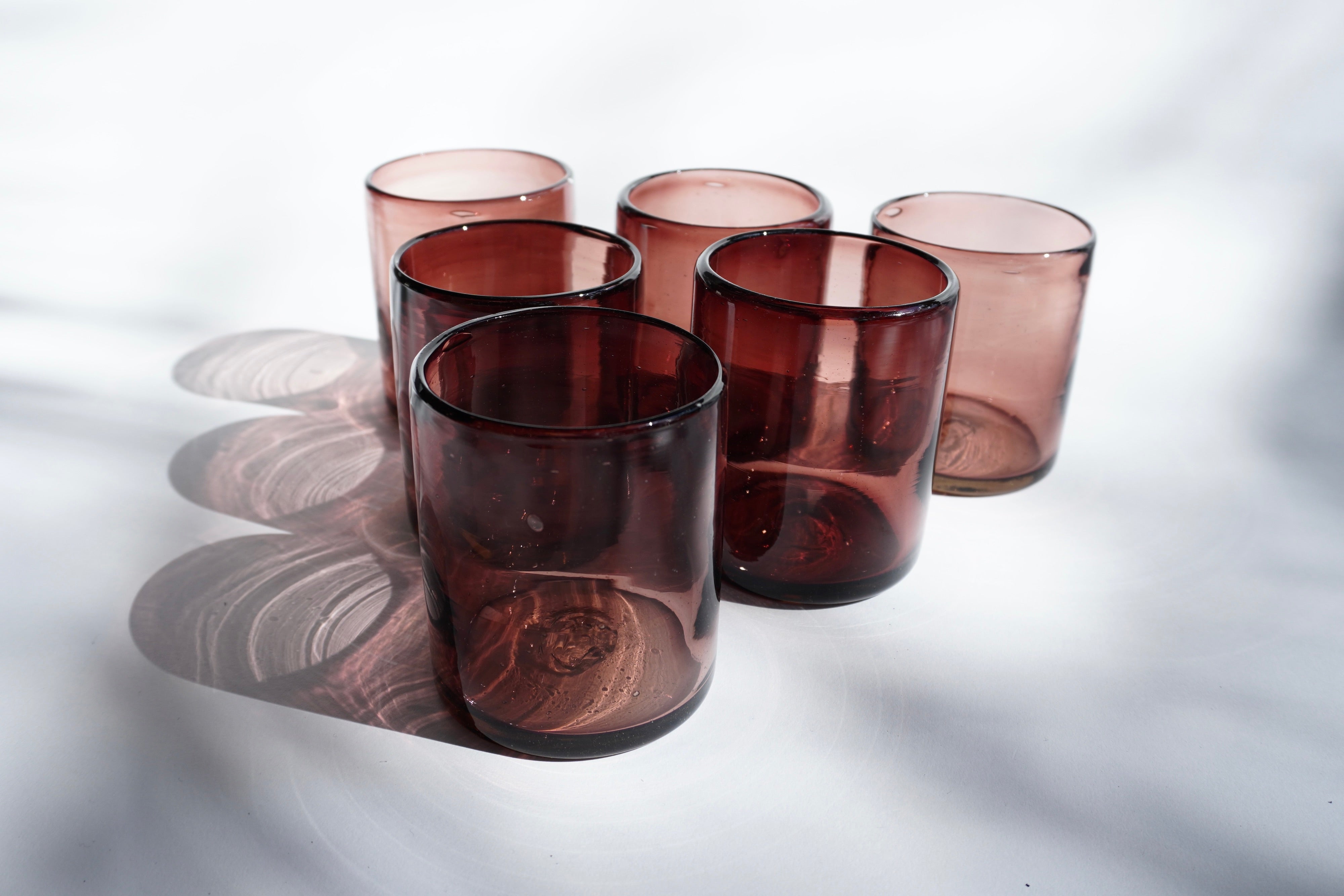 Amatista | Set de 6 vasos de vidrio soplado