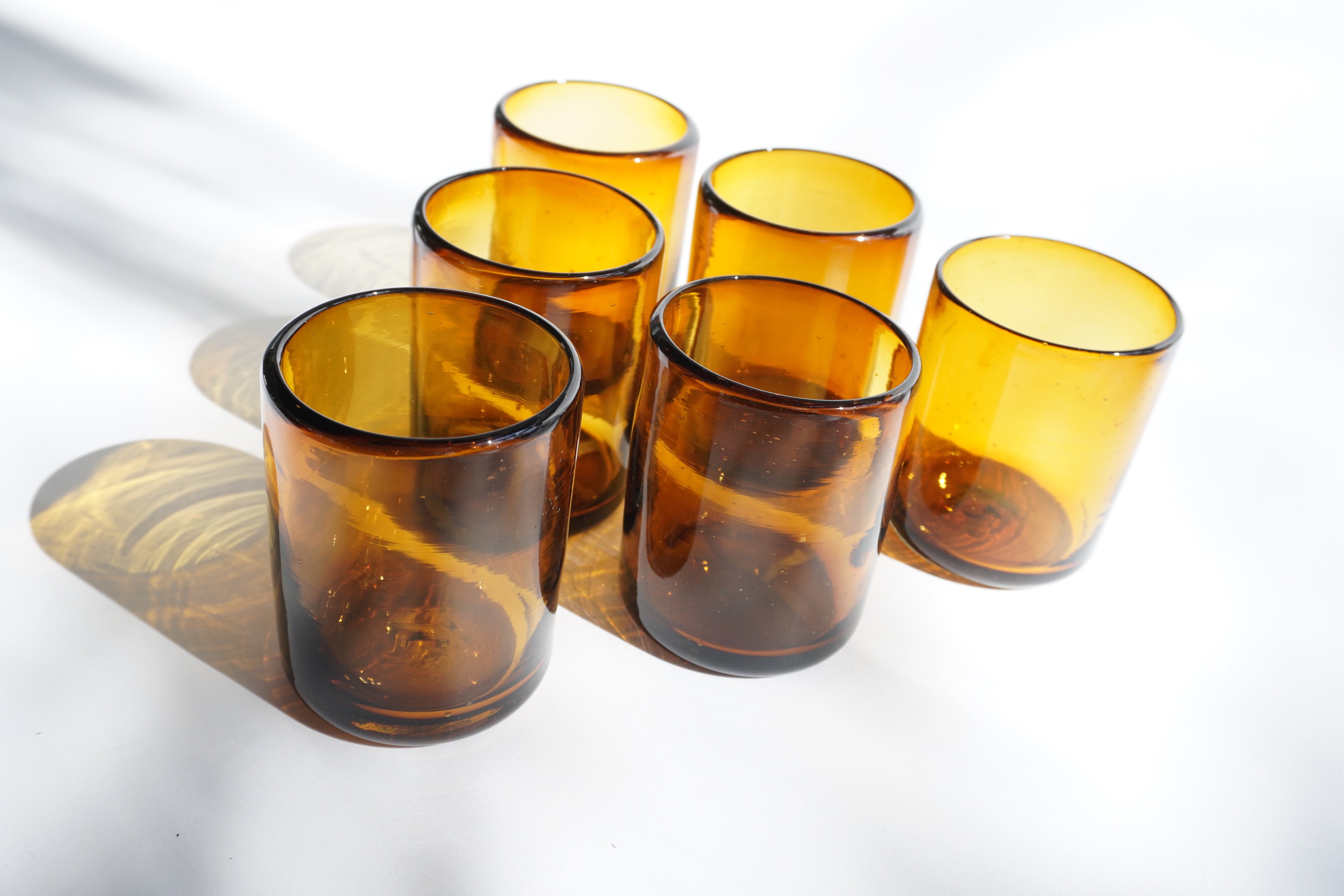 Ambar | Set de 6 vasos de vidrio soplado
