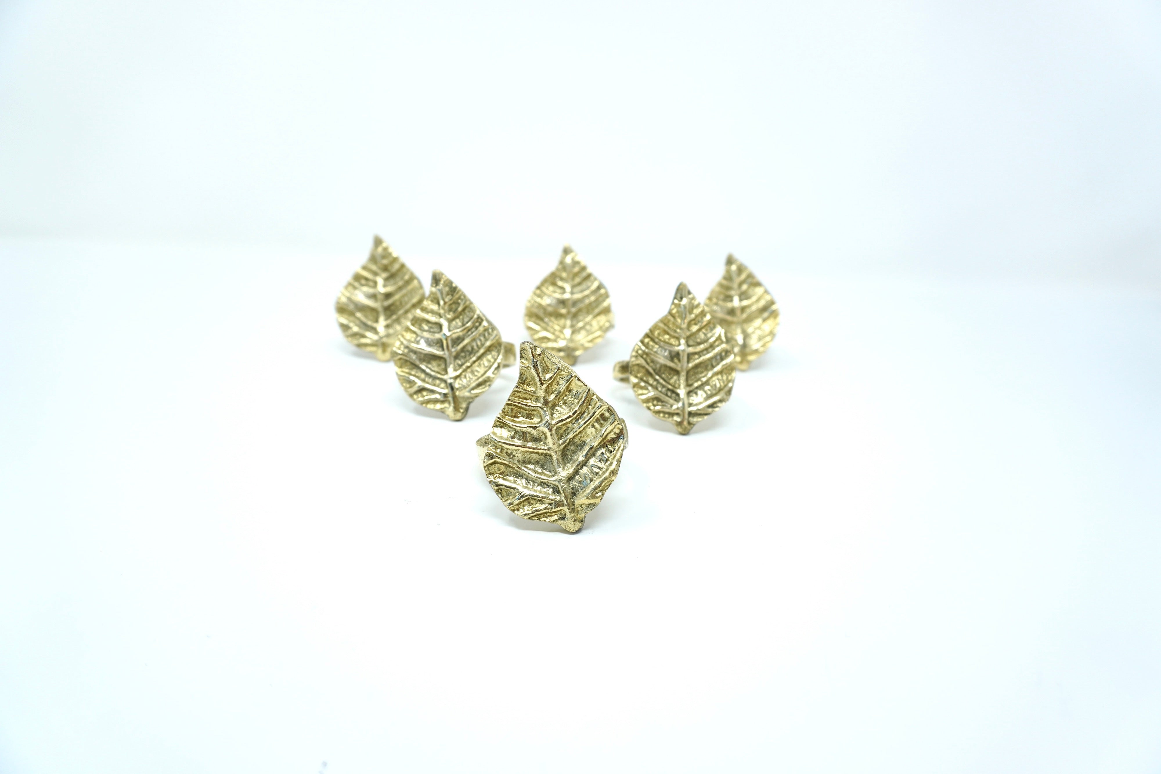 Servilleteros de Bronce Hoja Dorada 6 Piezas