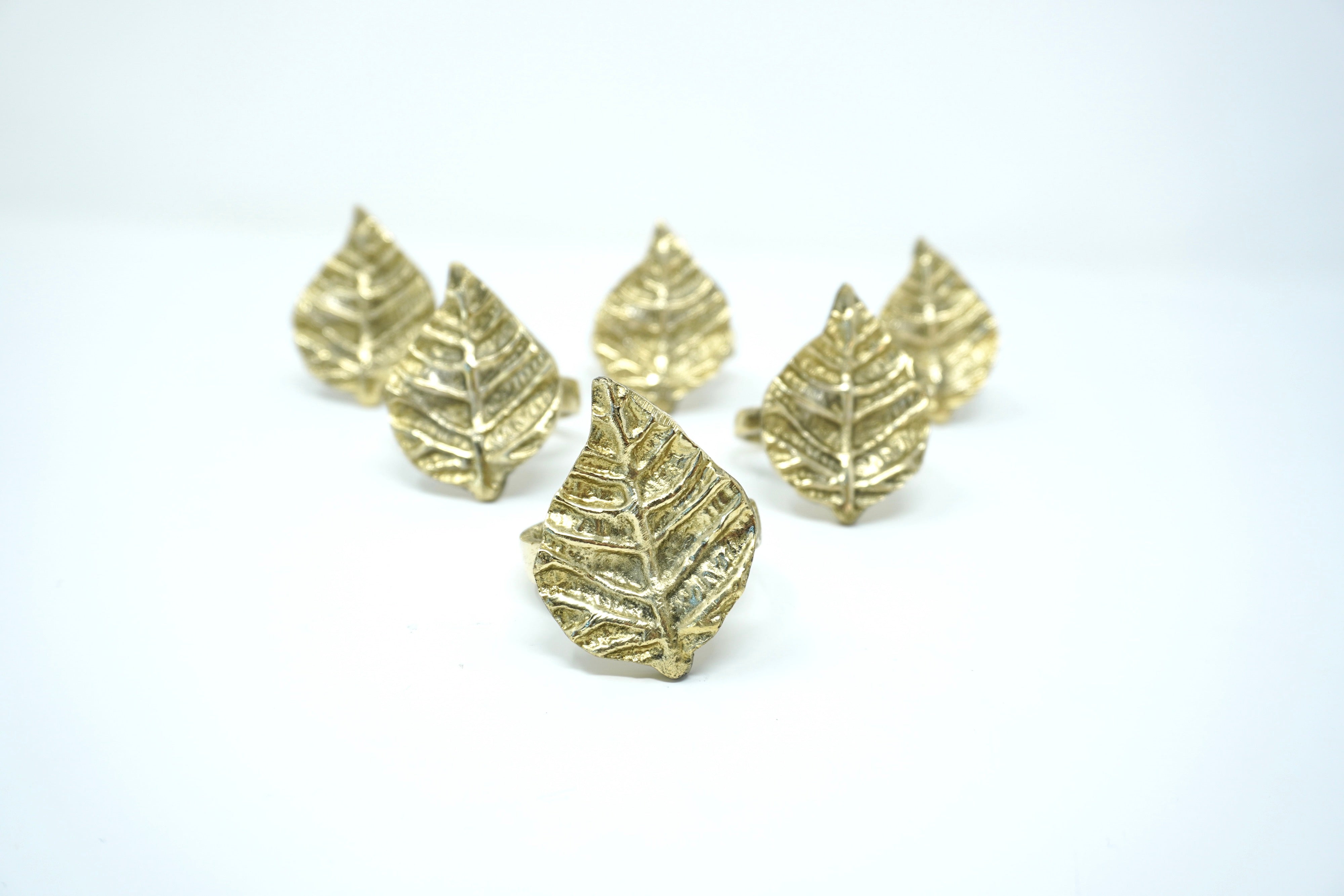 Servilleteros de Bronce Hoja Dorada 6 Piezas