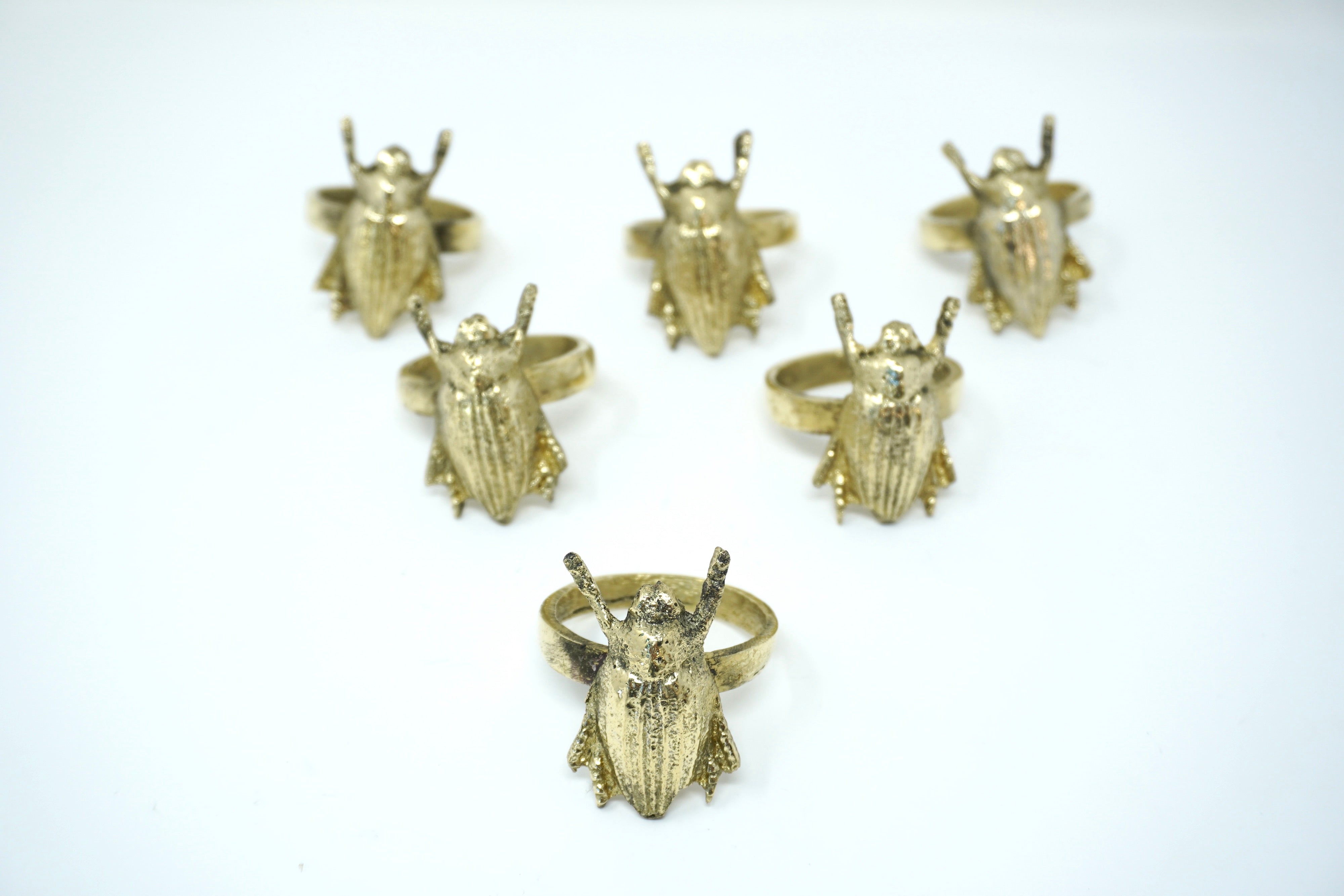 Servilleteros de Bronce Escarabajo Dorado 6 Piezas