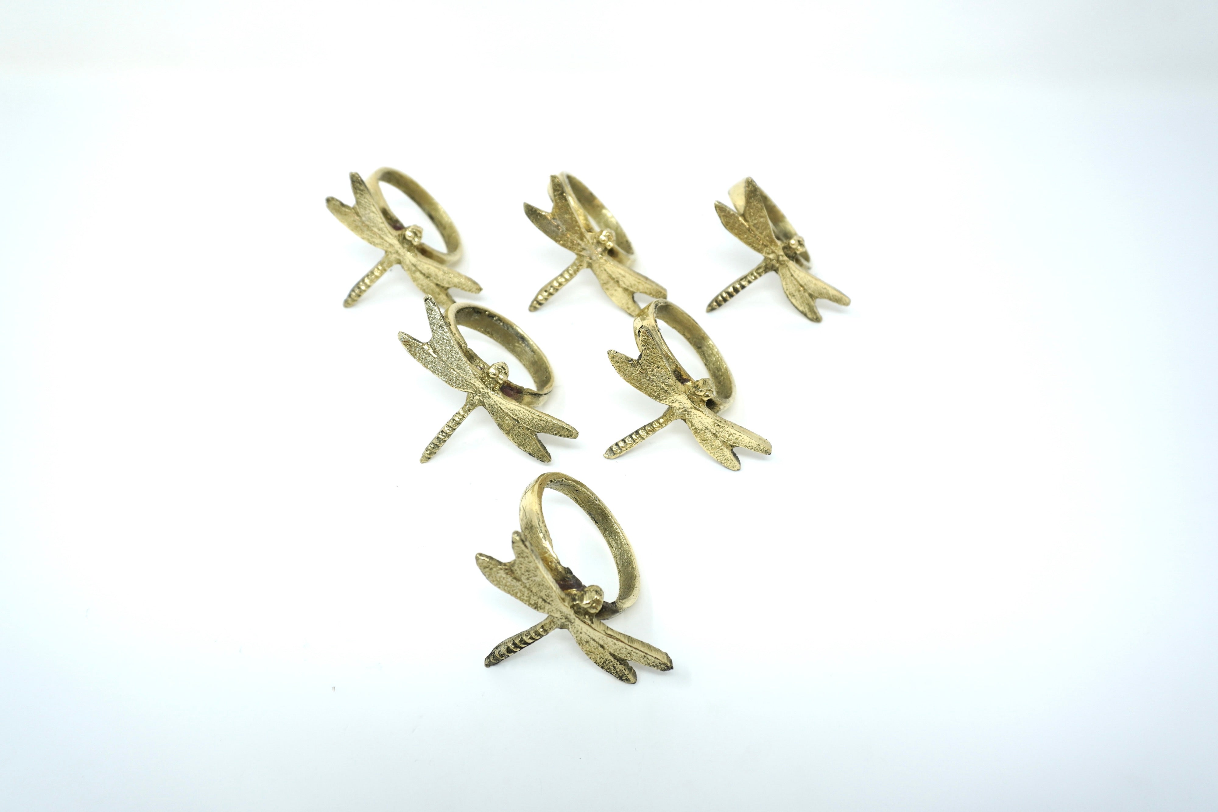 Servilleteros de Bronce Libélula Dorada 6 Piezas