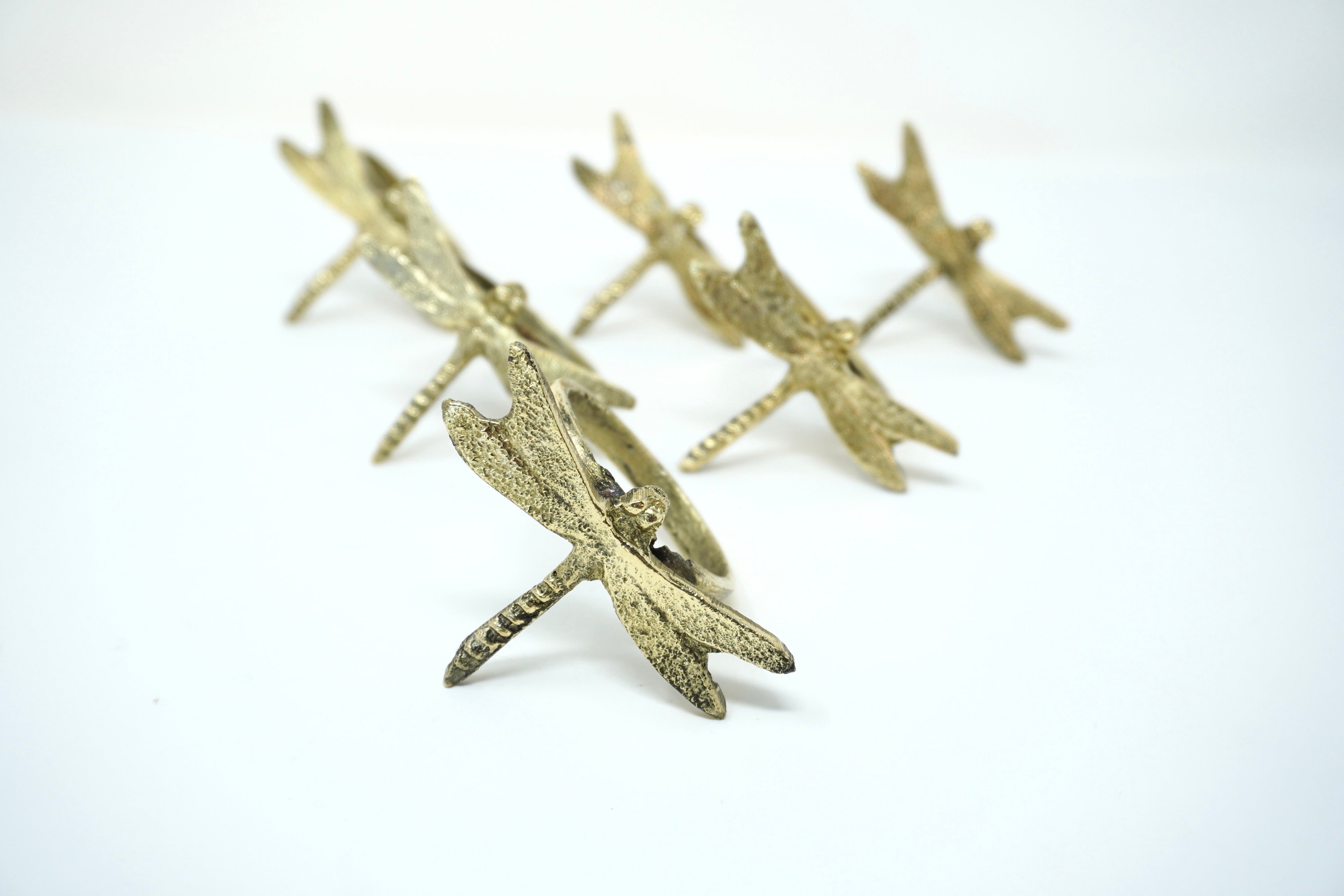 Servilleteros de Bronce Libélula Dorada 6 Piezas