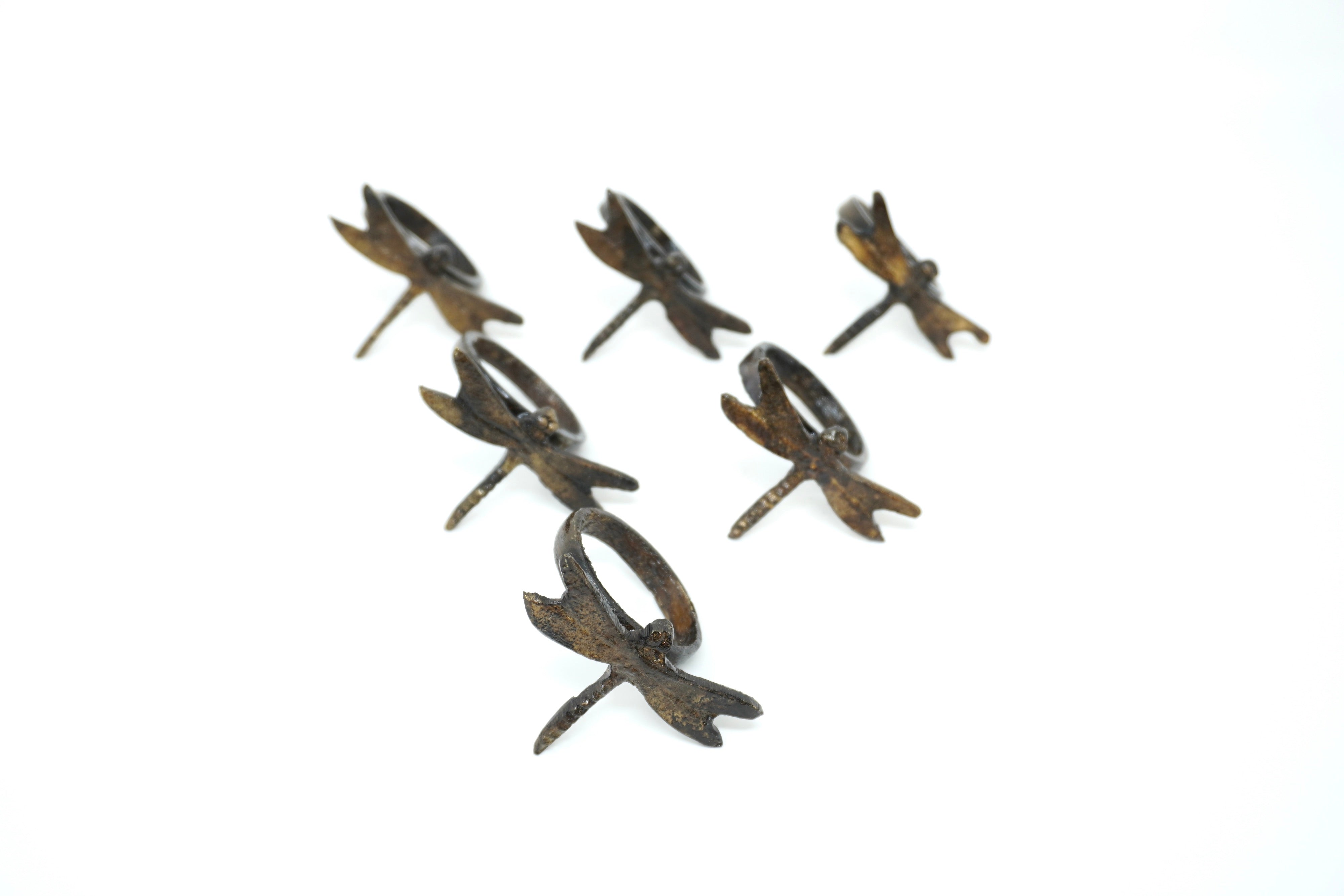 Servilleteros de Bronce Libélula Negra 6 Piezas
