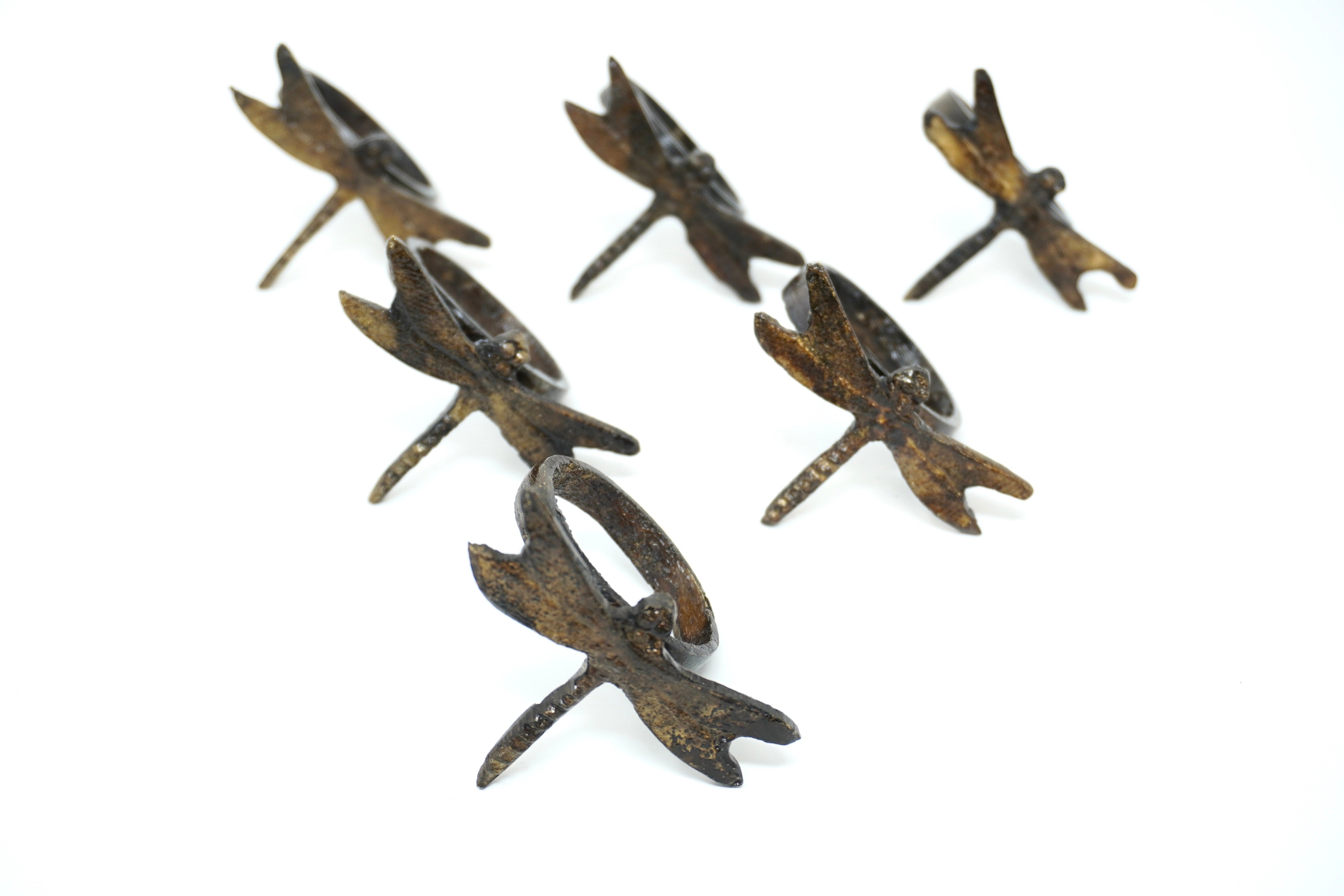 Servilleteros de Bronce Libélula Negra 6 Piezas