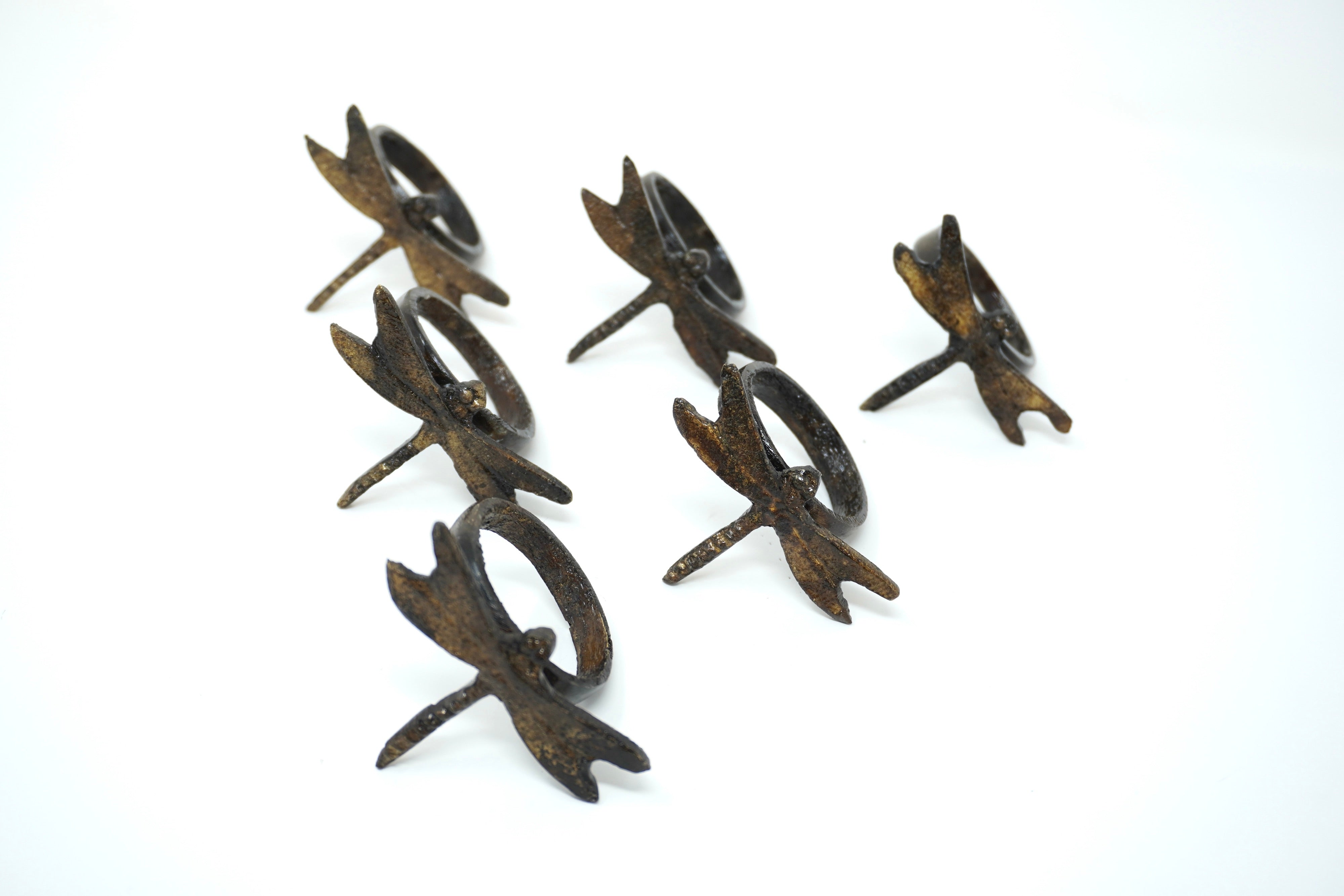 Servilleteros de Bronce Libélula Negra 6 Piezas