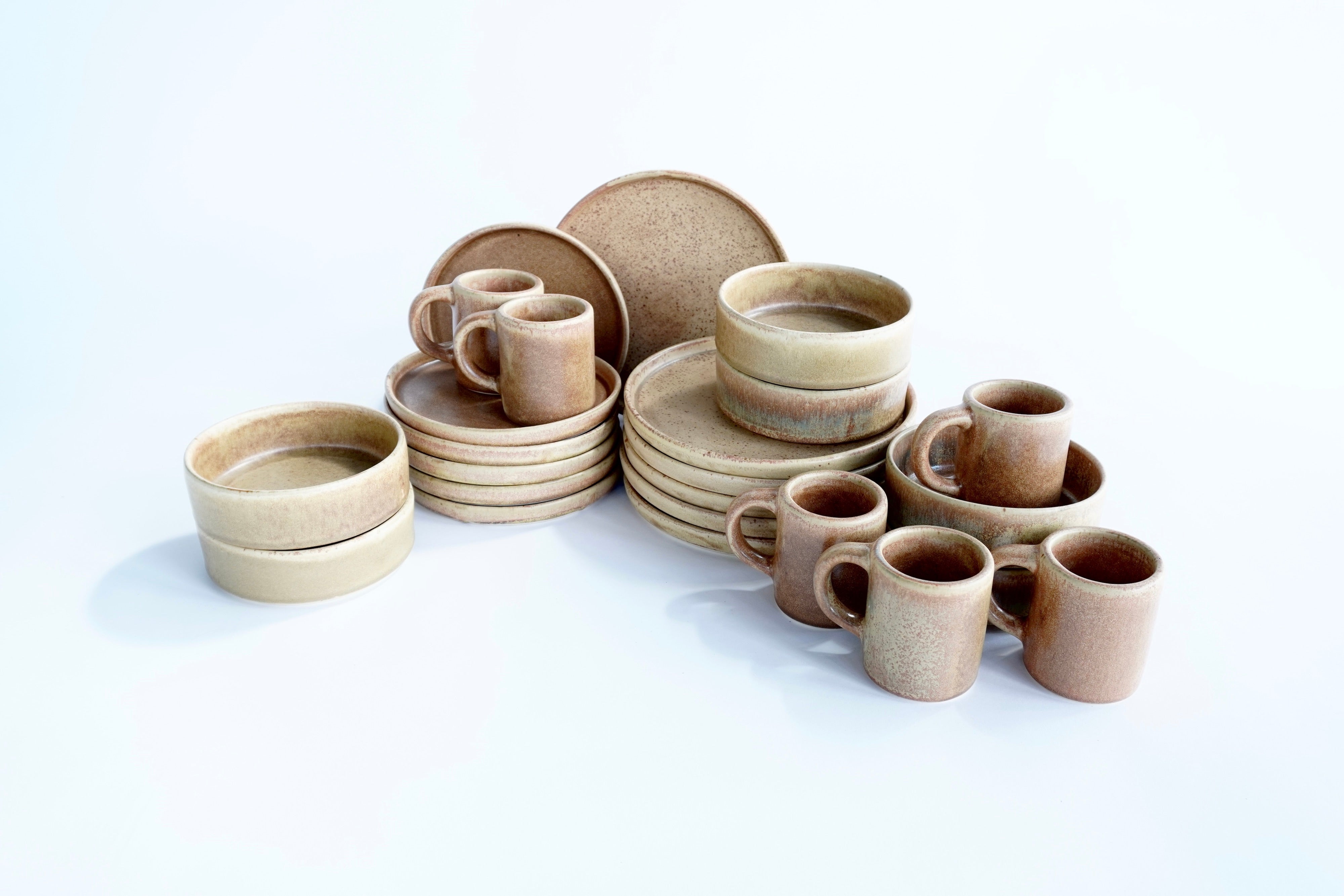 Terracota | Set de vajilla línea rústica para 6 personas (con tazas altas)