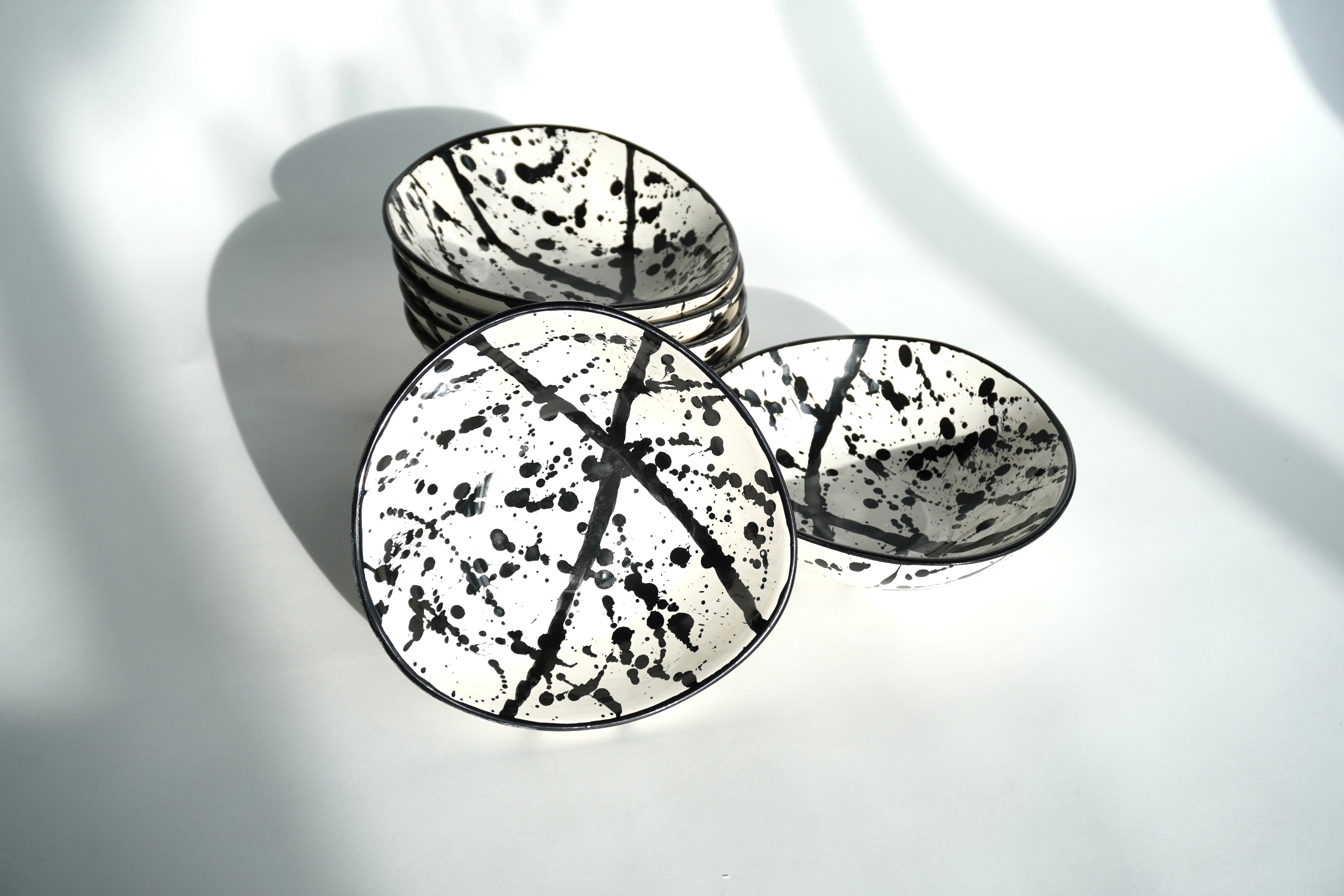 Negro Maya Brillante Set de 6 Bowls Irregulares