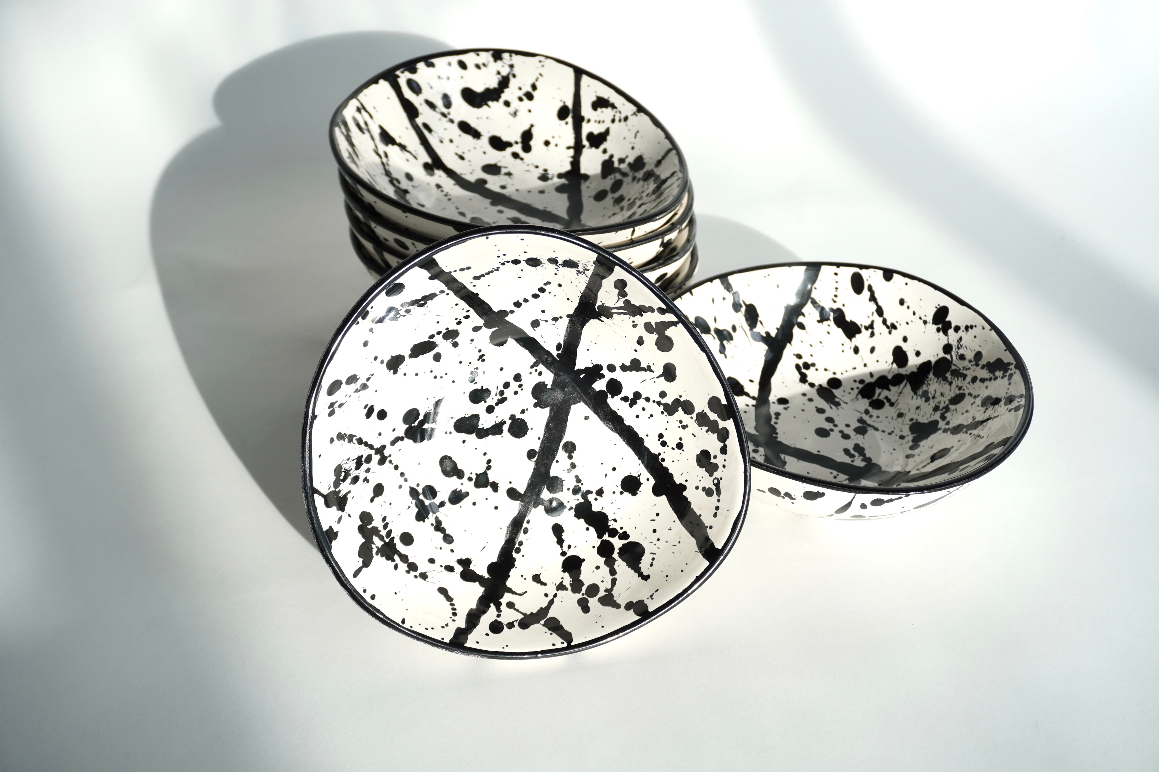 Negro maya brillante | Set de 6 bowls irregulares línea clásica