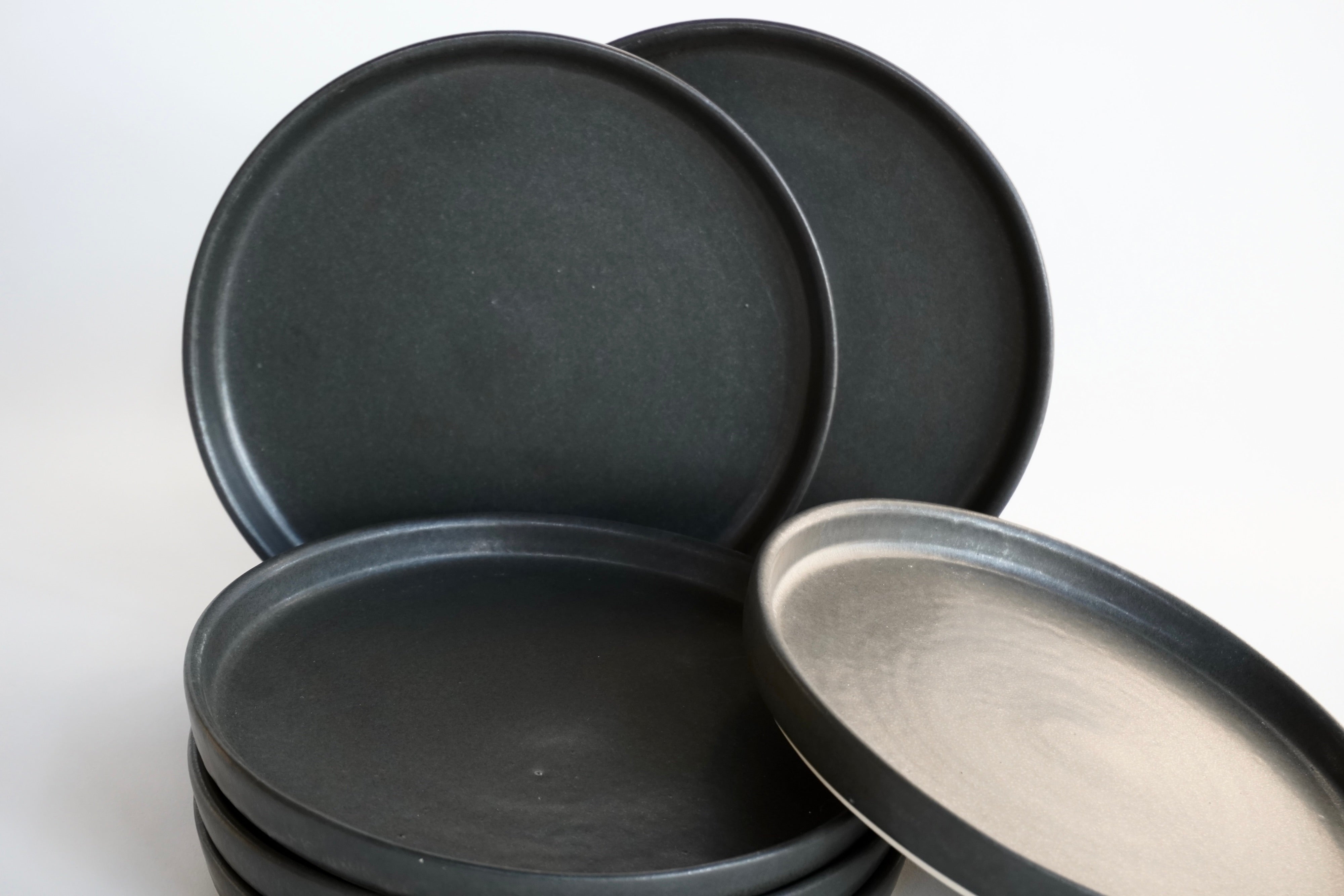 Piedra Negra Set de 6 Platos Postre Con Pared