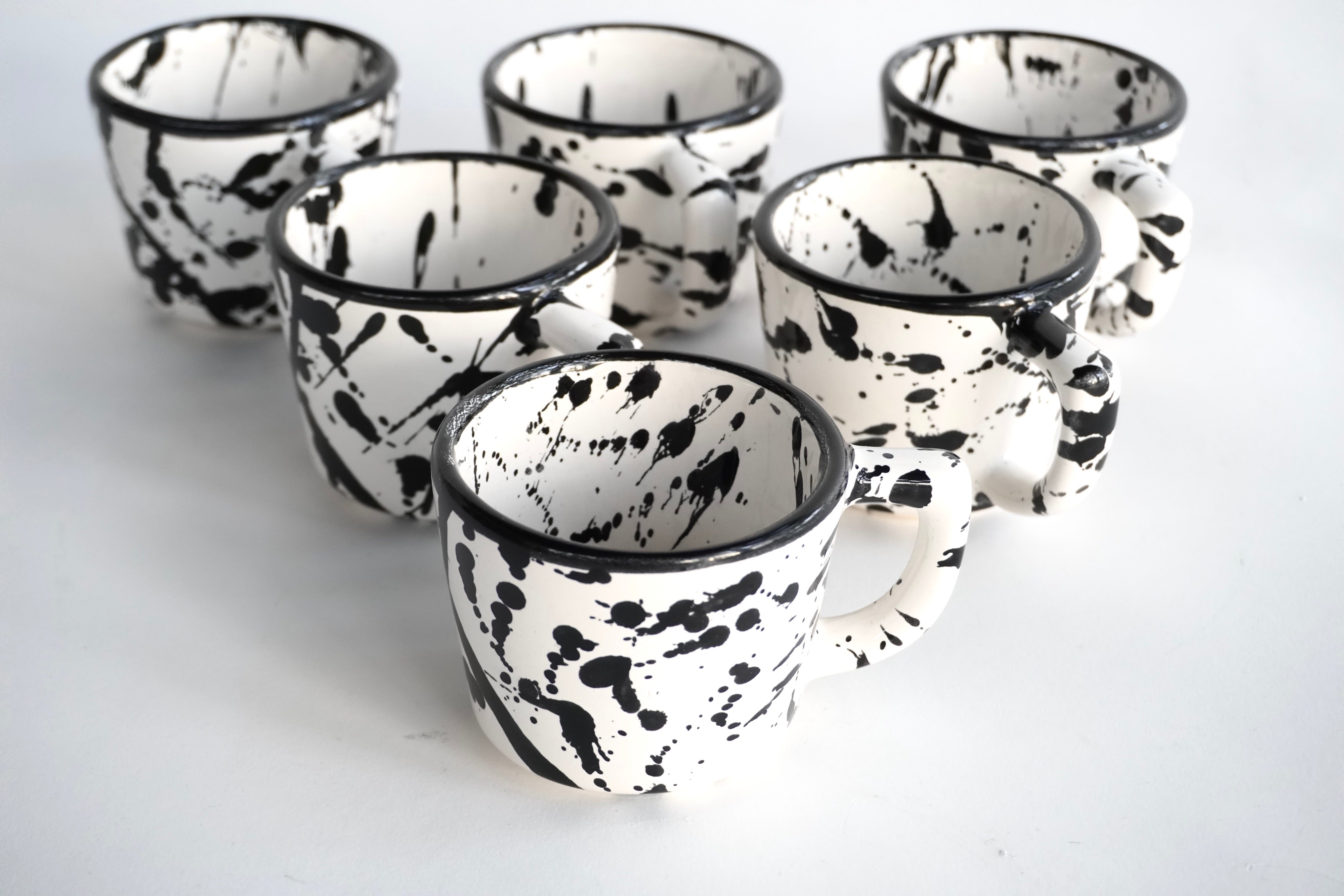 Set de 6 Tazas 8 Oz Negro Maya Brillante