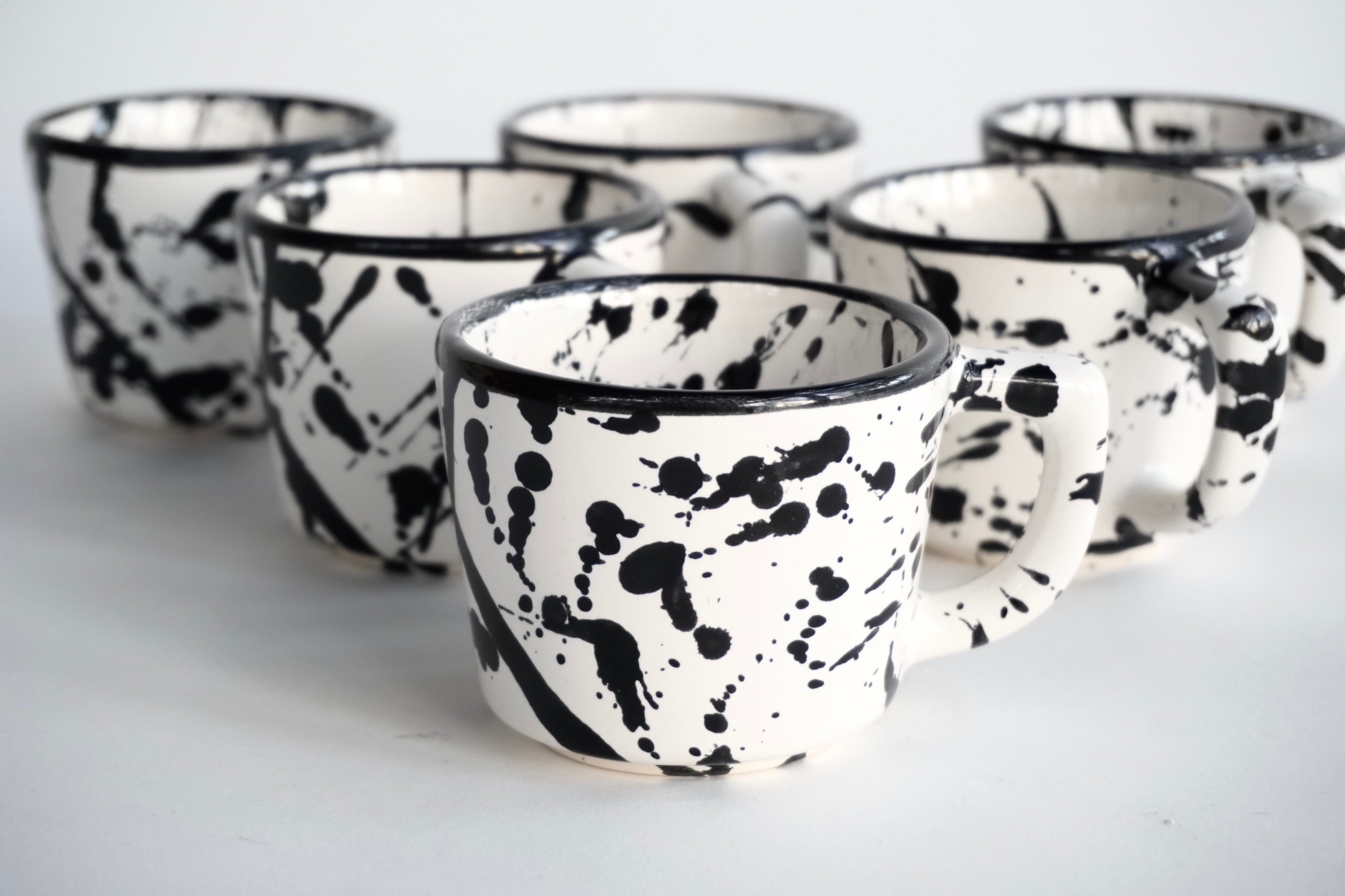 Set de 6 Tazas 8 Oz Negro Maya Brillante