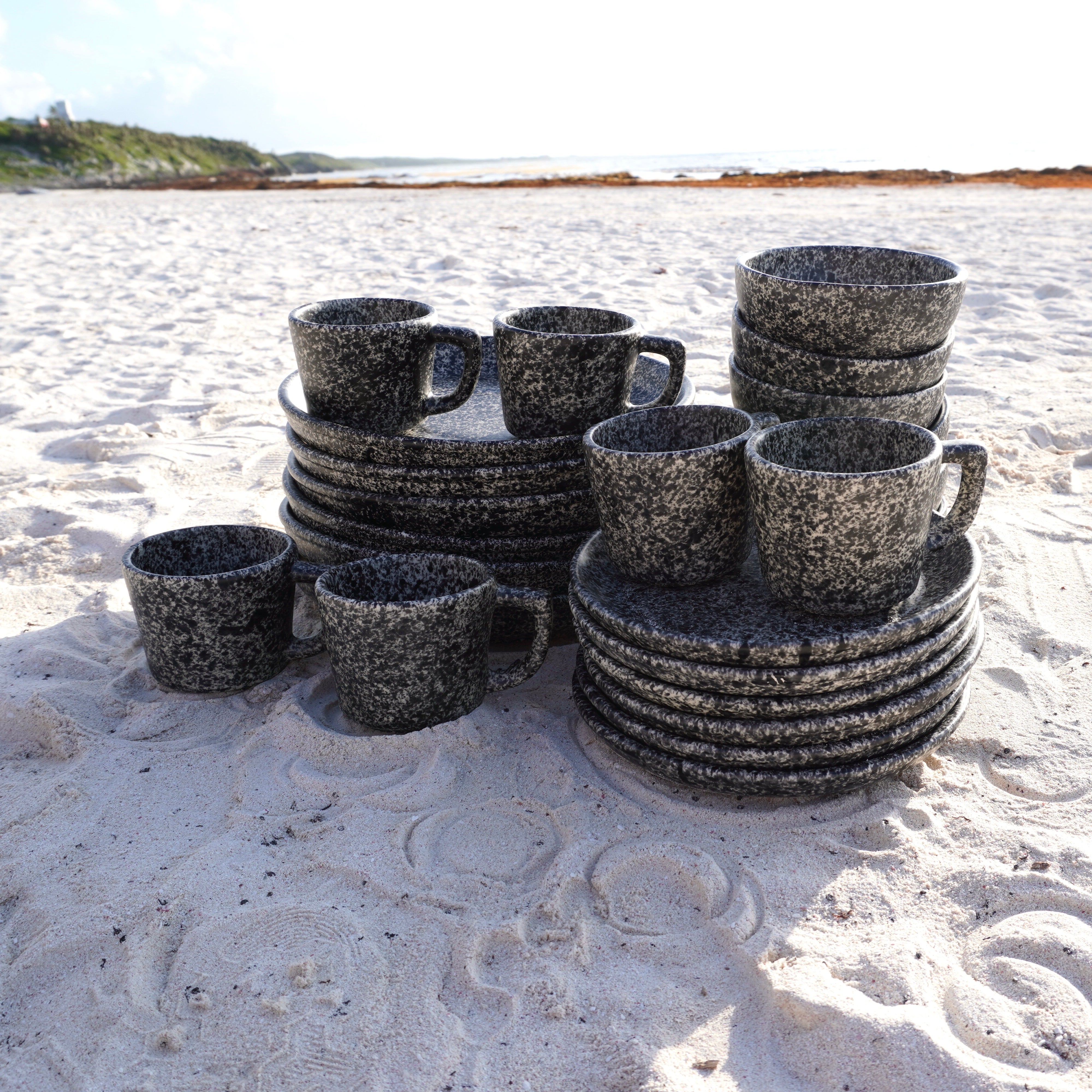 Black grey mate | Set de vajilla línea clásica para 6 personas